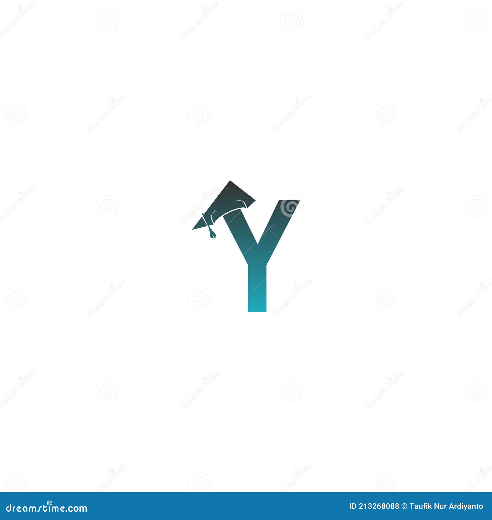 Letter Y Logo Icon with Graduation Hat Design Vector Stock Vector