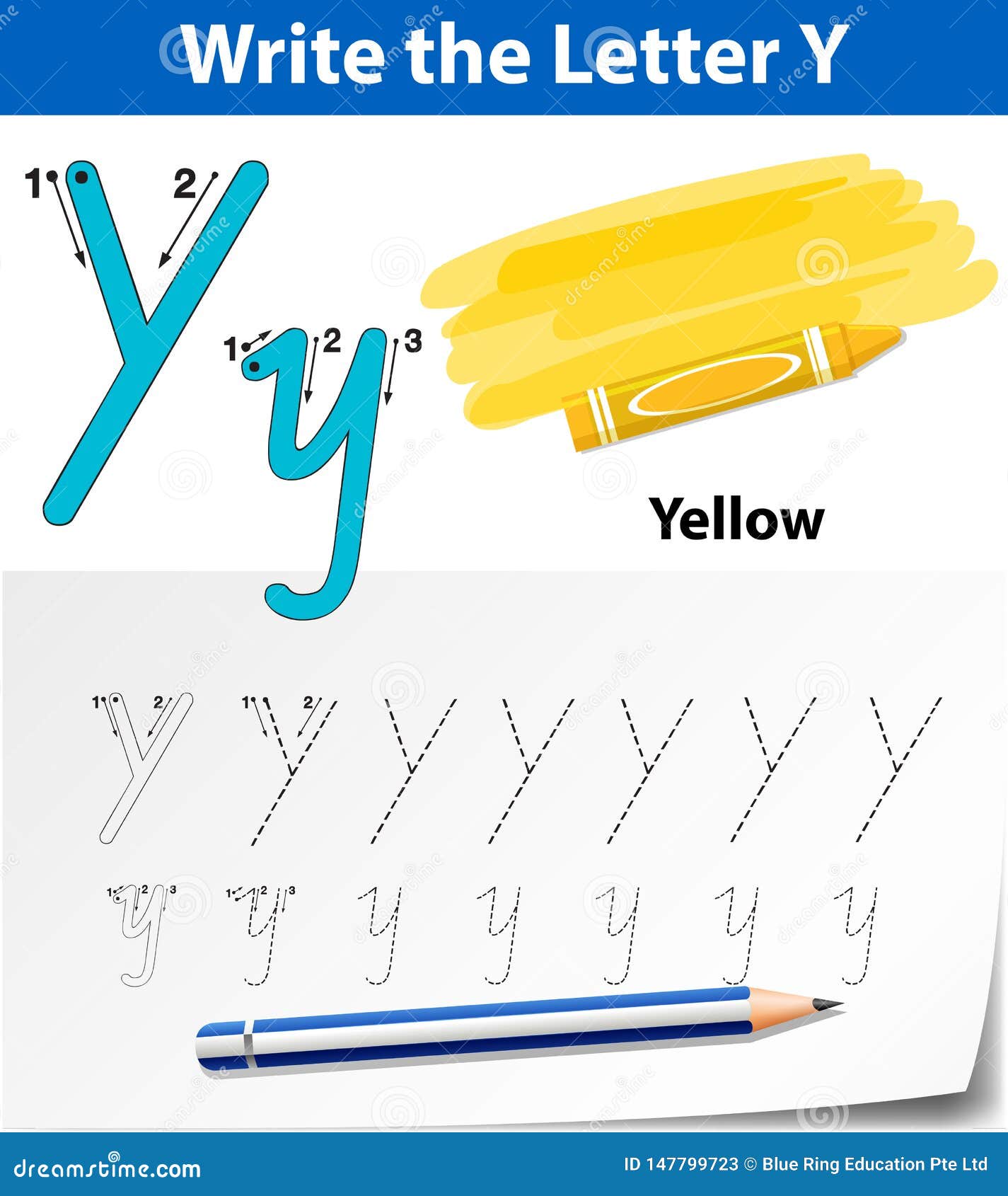 Letter Y Tracing Alphabet Worksheets Stock Vector - Illustration of