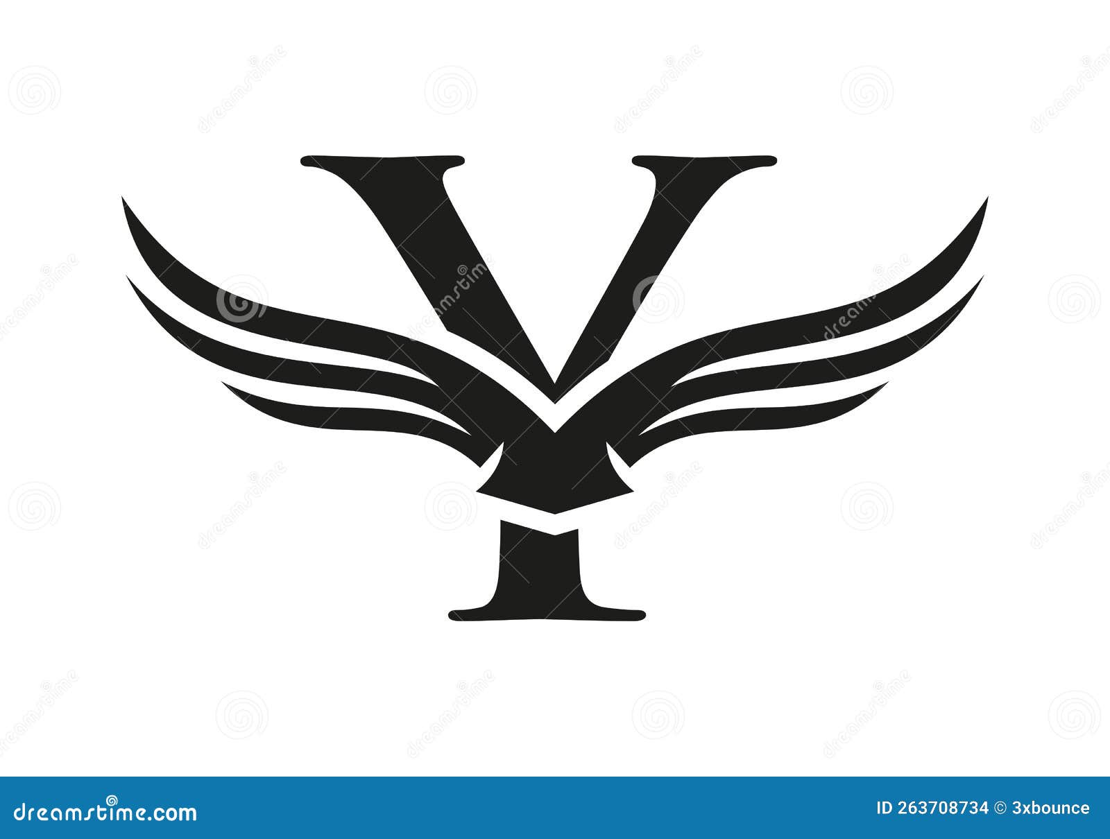 Letter Y Wing Logo Design. Initial Flying Wing Y Letter Logo. Letter Y