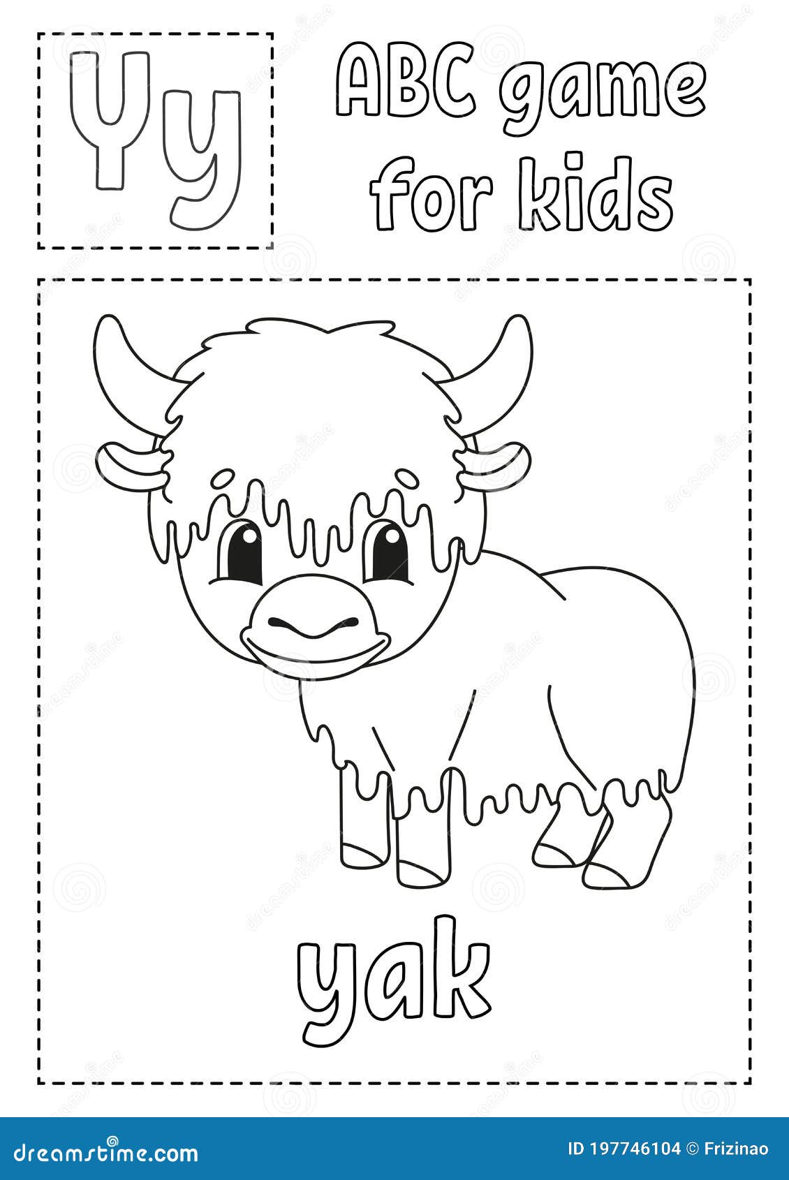 Letter Y Is For Yak Abc Game For Kids Alphabet Coloring Page Cartoon Character Word And Letter Vector Illustration Stock Vector Illustration Of Language Contour