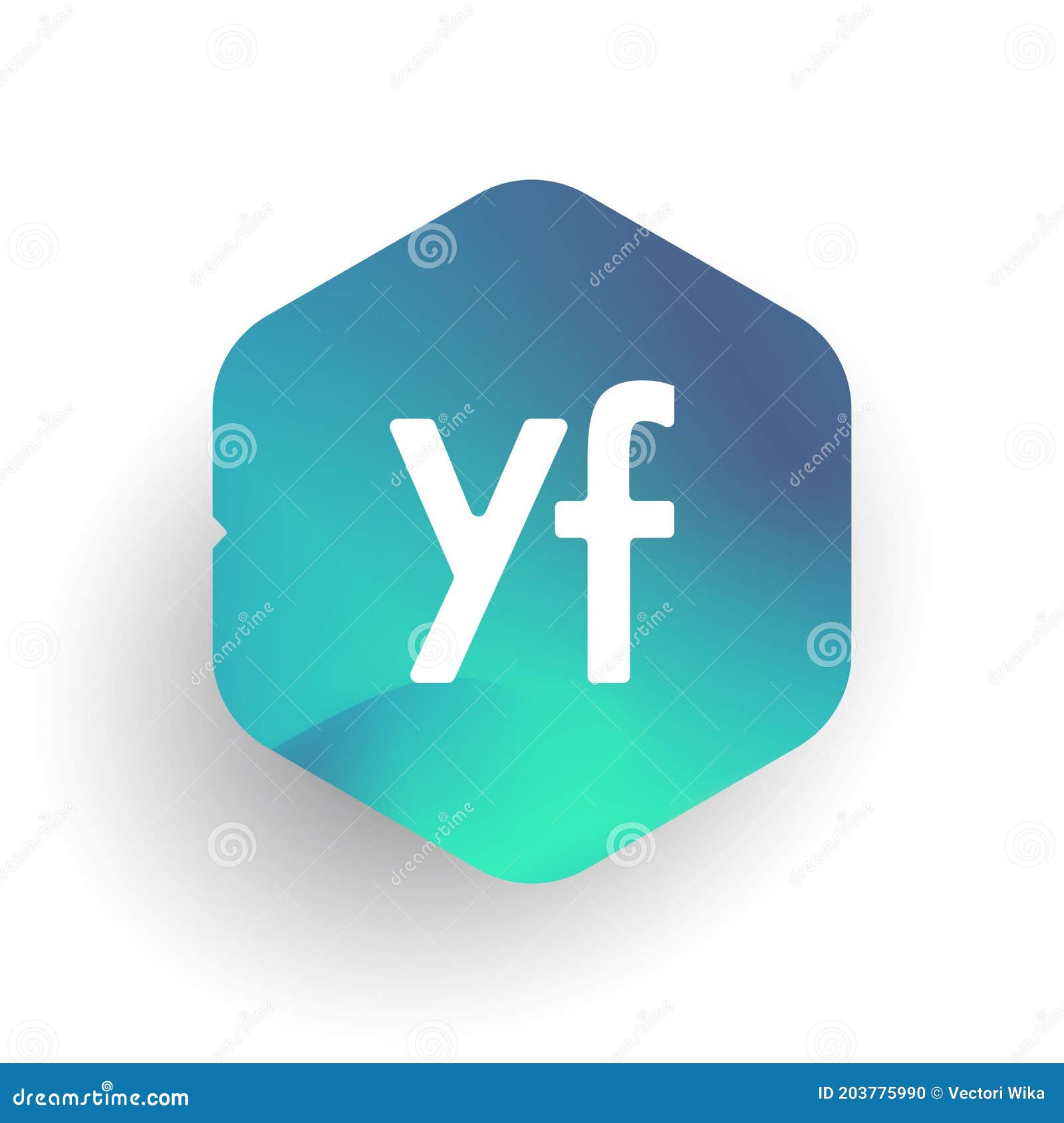 letter yf logo in hexagon  and colorful background, letter combination logo  for business and company identity
