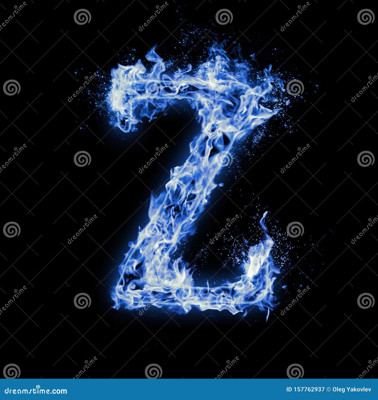 Letter Z. Blue Fire Flames On Black Royalty-Free Stock Photography ...