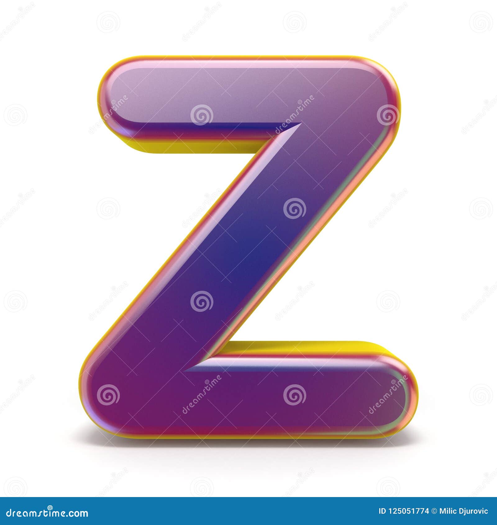 Letter Z Purple Font Yellow Outlined 3D Stock Illustration ...