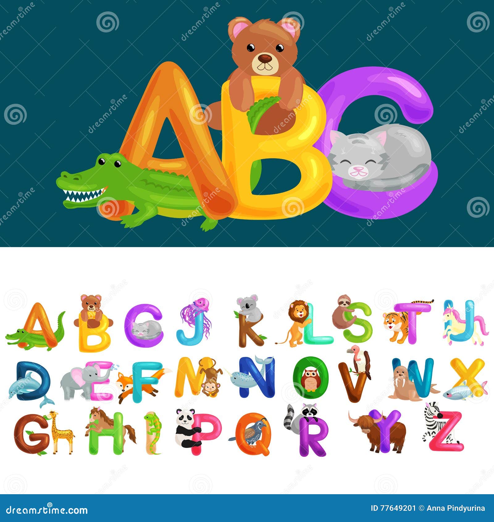 Lettere Animali Di Abc Per Istruzione Di Alfabeto Dei Bambini Di Asilo O Della Scuola Illustrazione Vettoriale Illustrazione Di Lettura Lezione