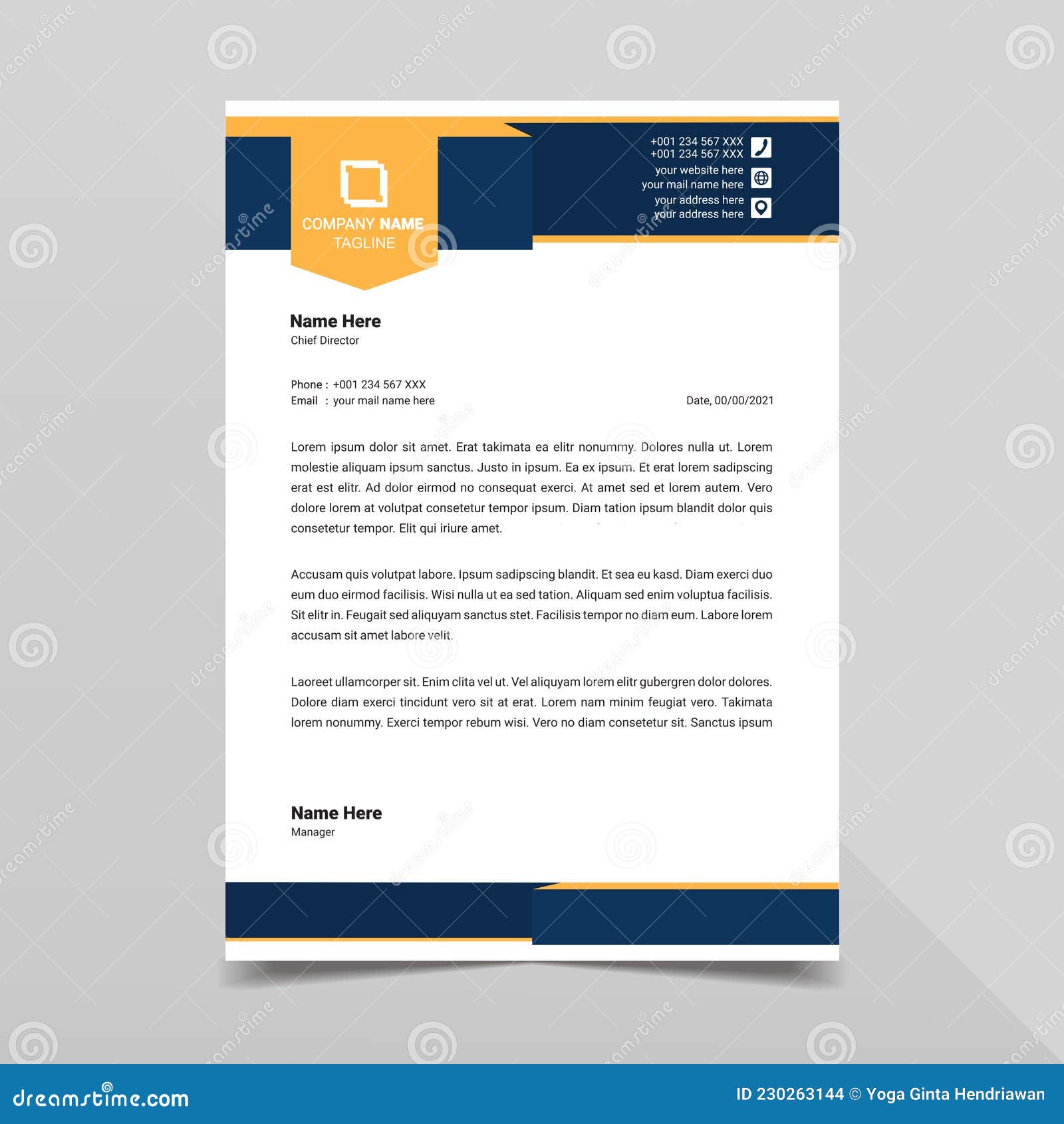 Letterhead design template, modern business letterhead design