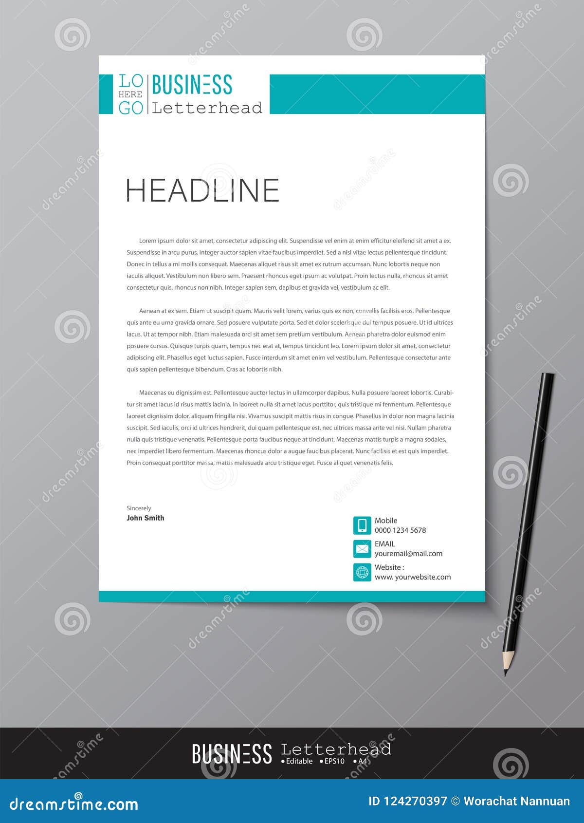 Letterhead Design Template and Mockup Minimalist Style Vector. D Regarding Photography Letterhead Templates