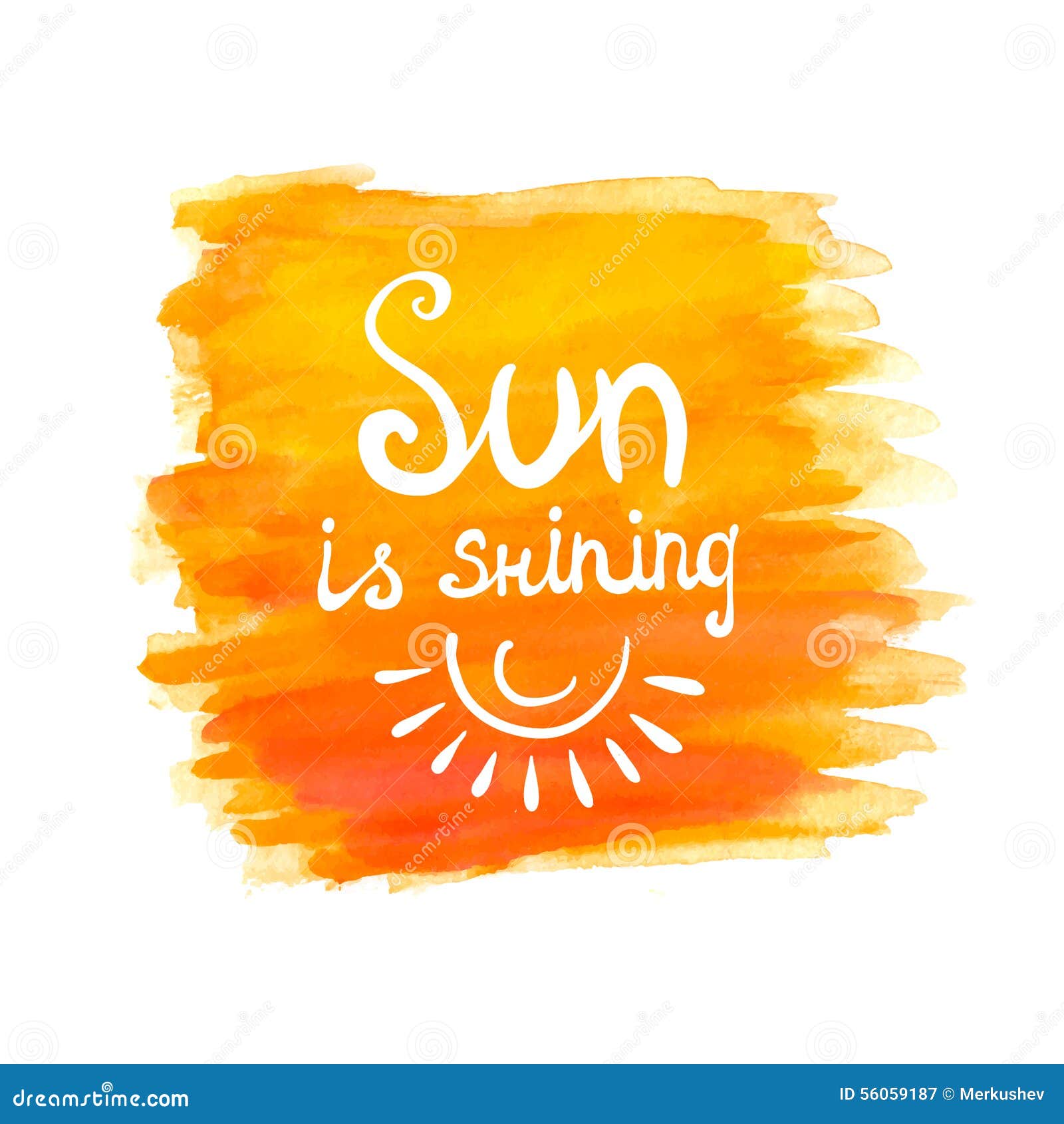 Lettering Calligraphic Phrase SUN is SHINING Stock Vector