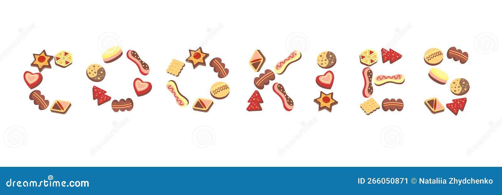Lettering Cookies, Chocolate Chip Cookies With Nuts Isolated On White