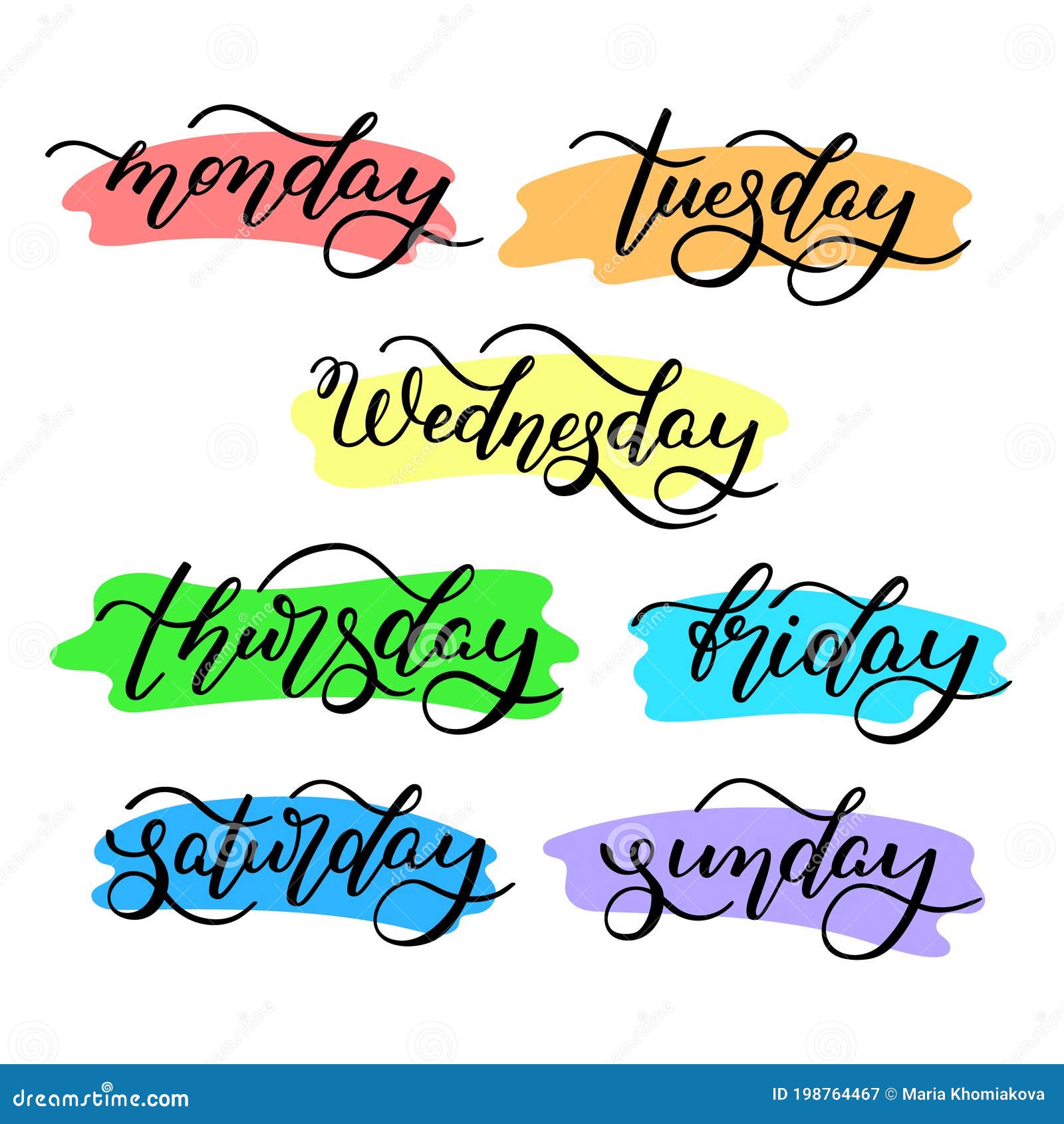 Lettering Days of the Week - Monday, Tuesday, Wednesday, Thursday ...