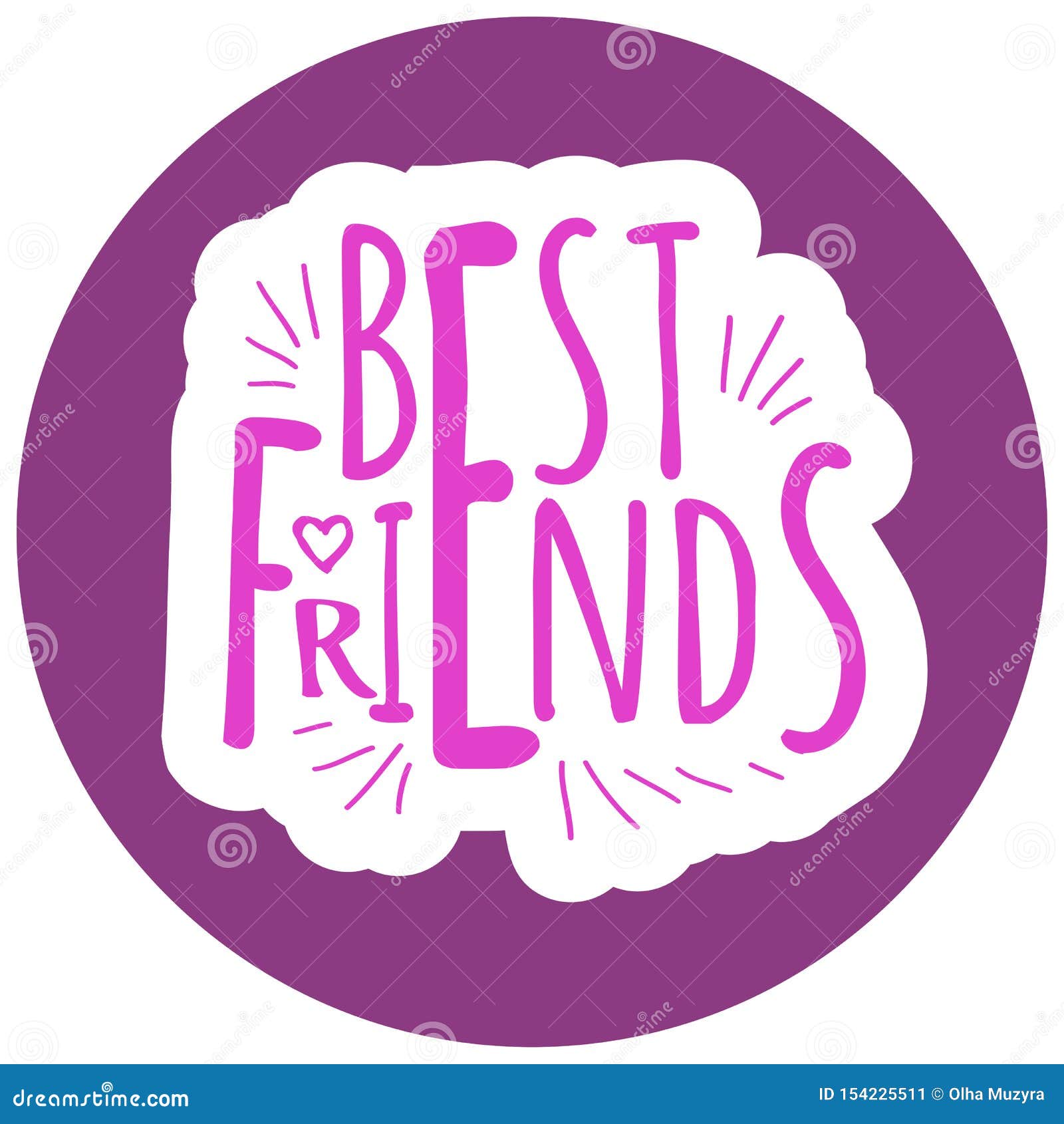 Lettering Best Friends Pink Text on Violet Circle Stock Illustration Illustration of gift