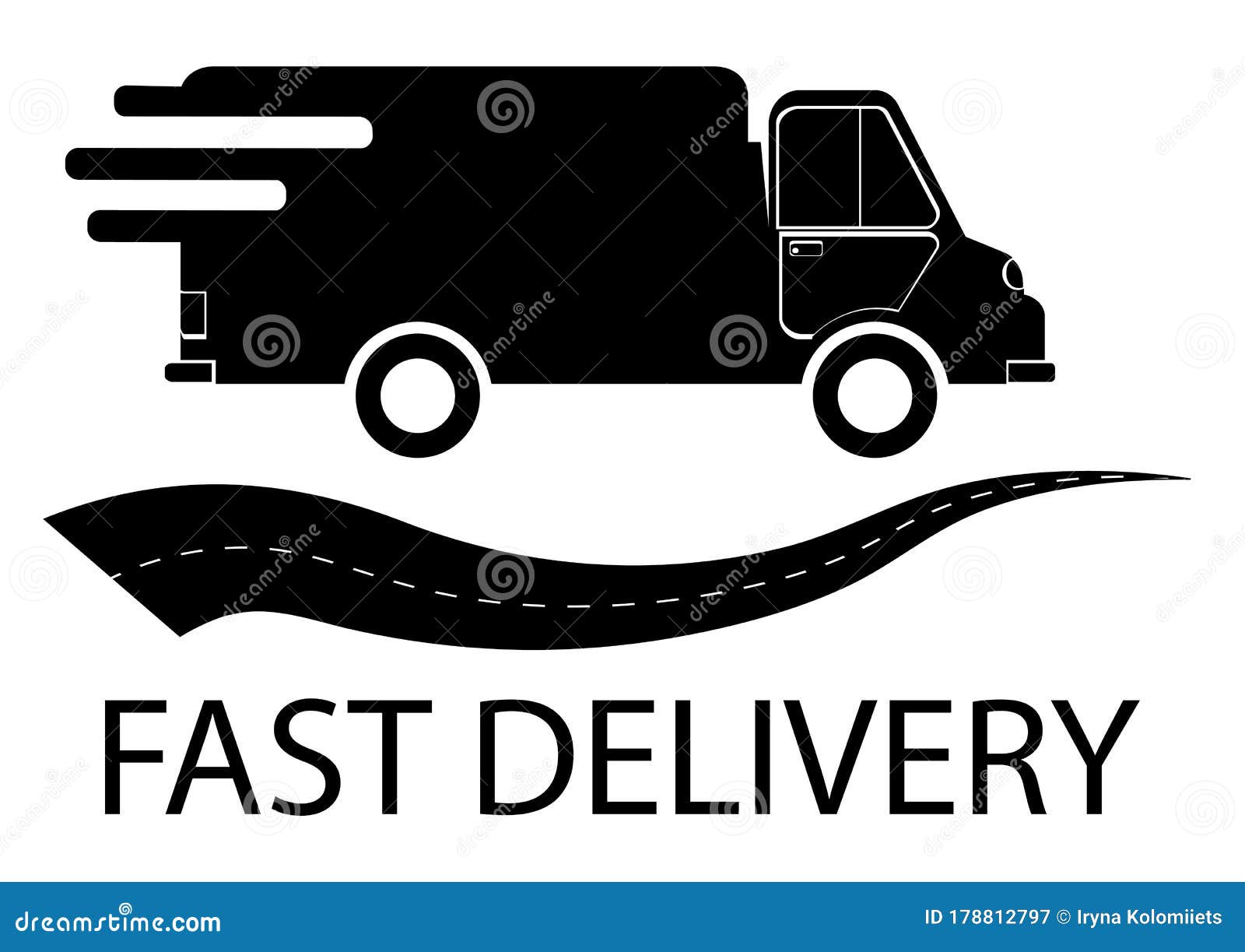 Lettering Fast Delivery with Truck in Glyph Style. Shipping Fast ...