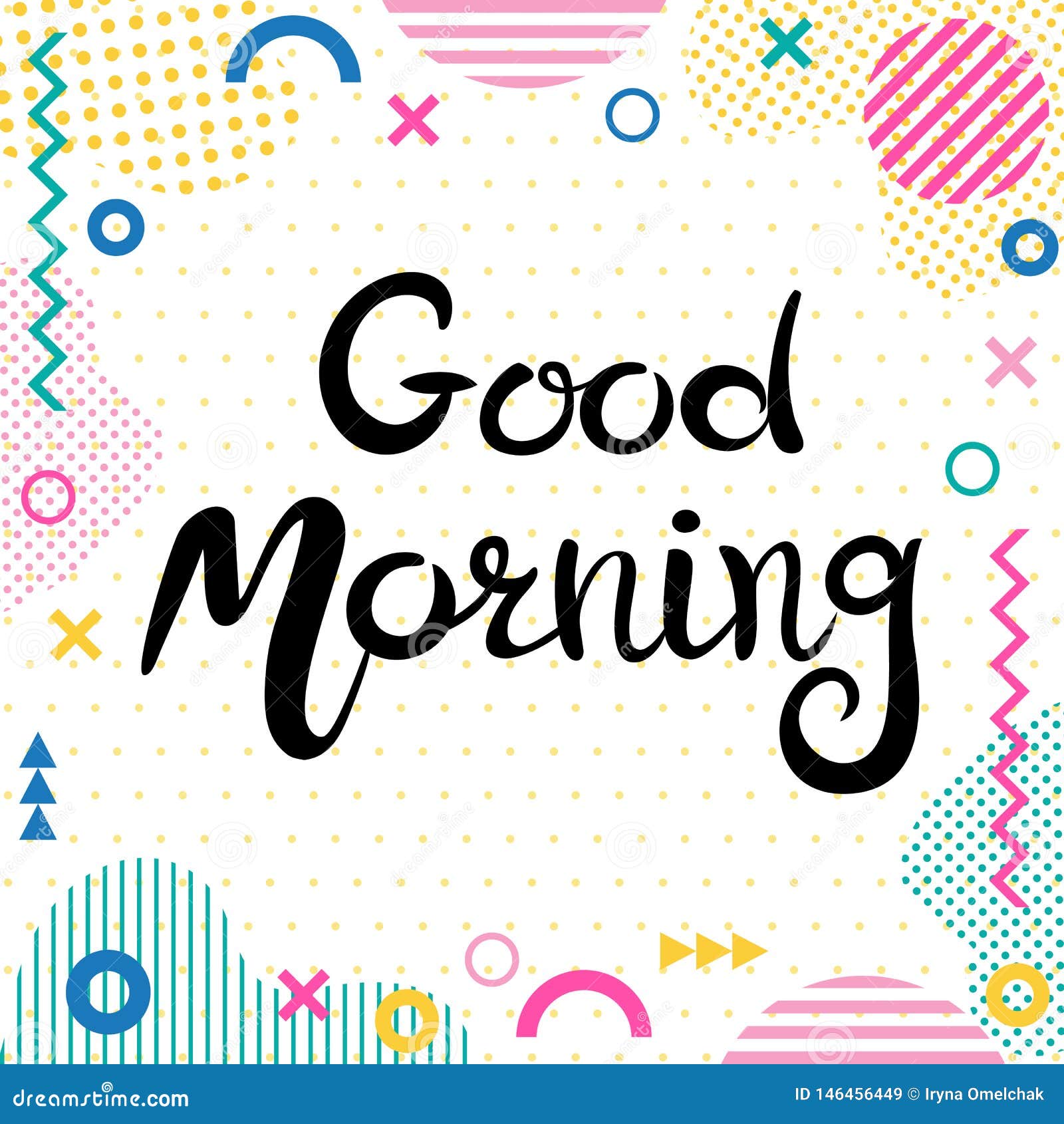 Lettering Good Morning. Hand Drawn Inscription. Background with ...