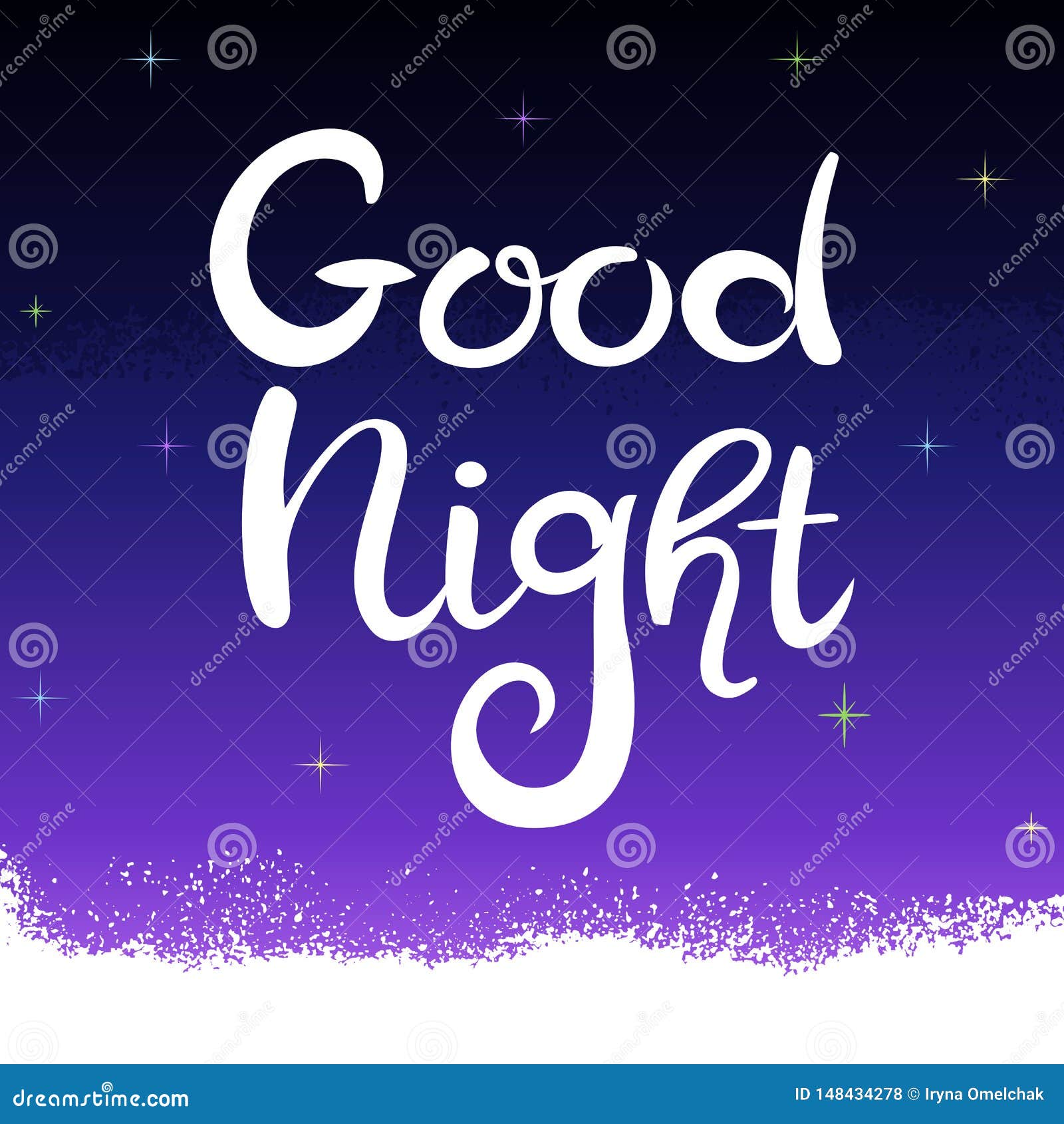 Lettering Good Night. Hand Drawn Inscription on a Dark Night Sky with ...