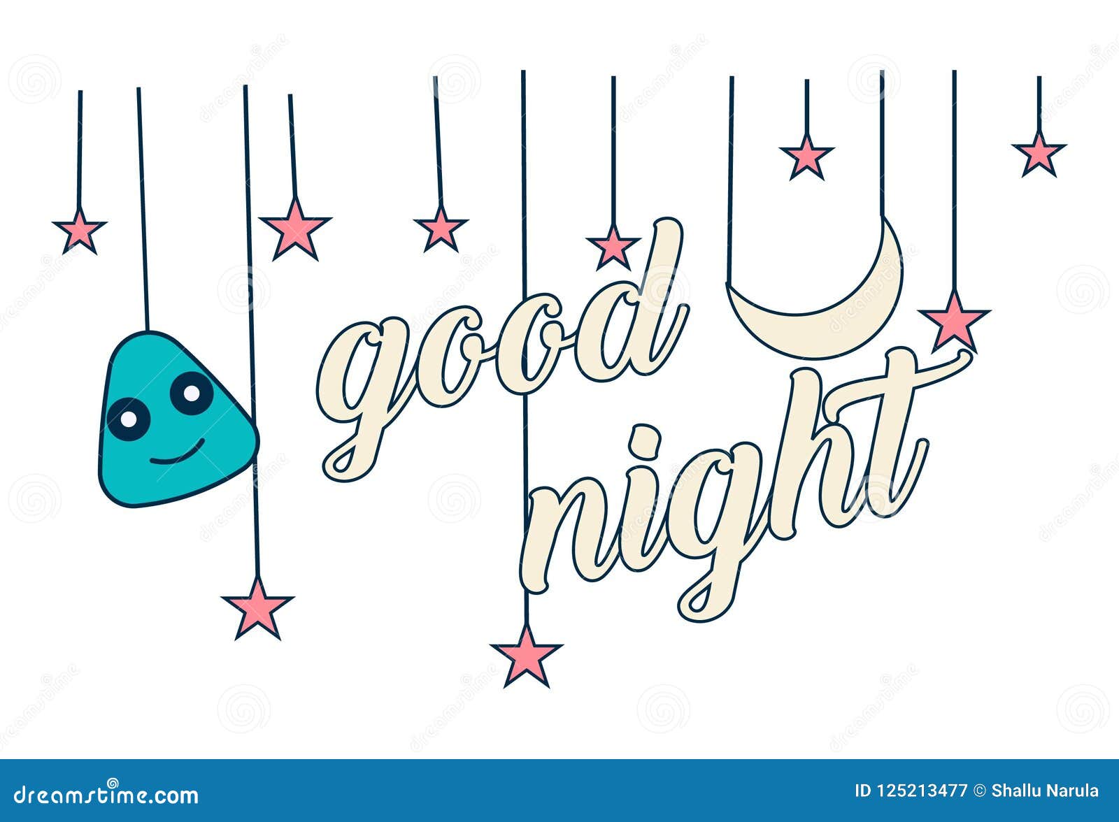 Vector Cartoon Illustration of Lettering Good Night Stock Vector ...