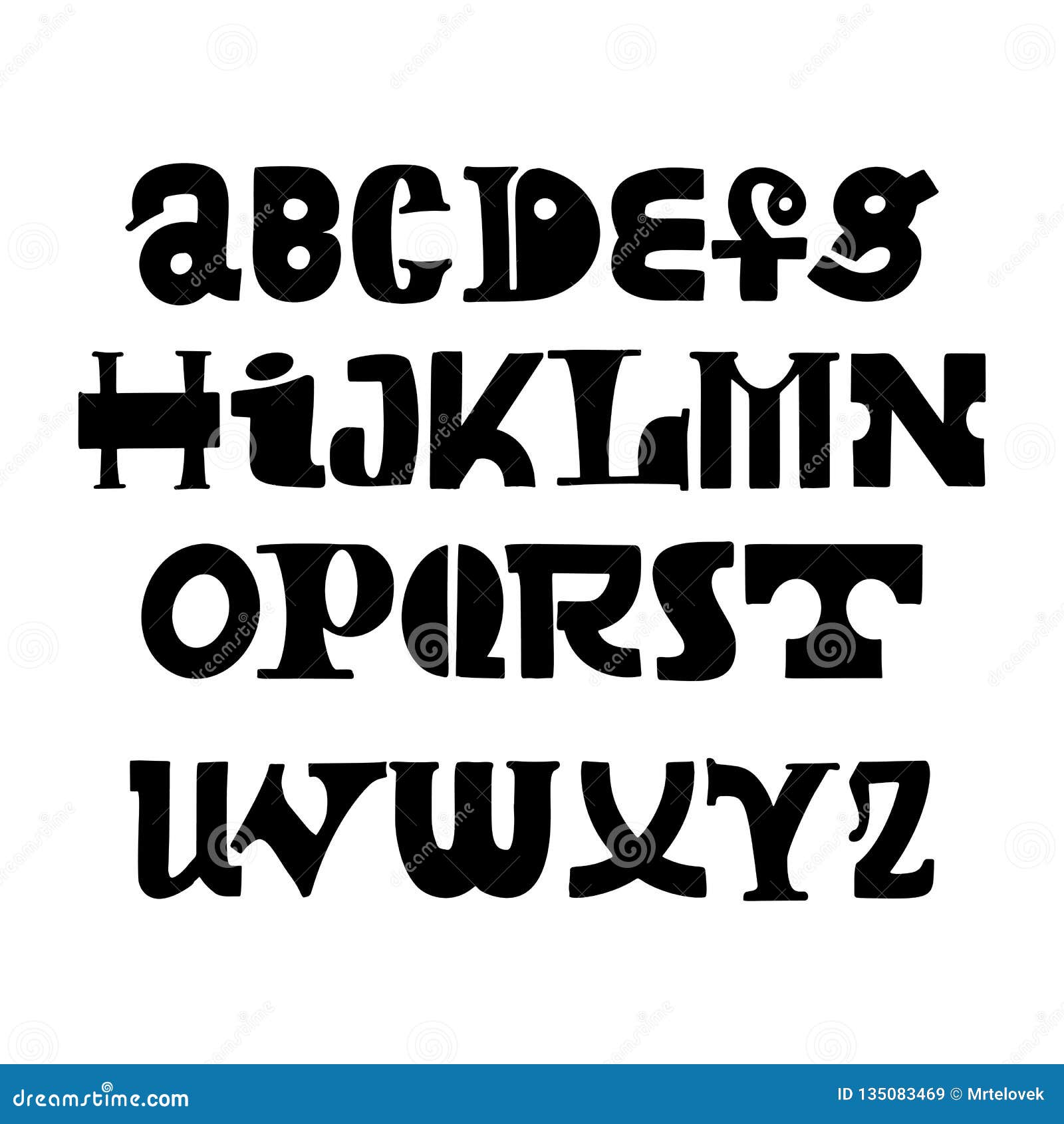 Lettering Handmade Font Decorative Alphabet Black Color For The Design Of Posters Write Postcards And Slogans Playful Stock Vector Illustration Of Symbol Latin 135083469