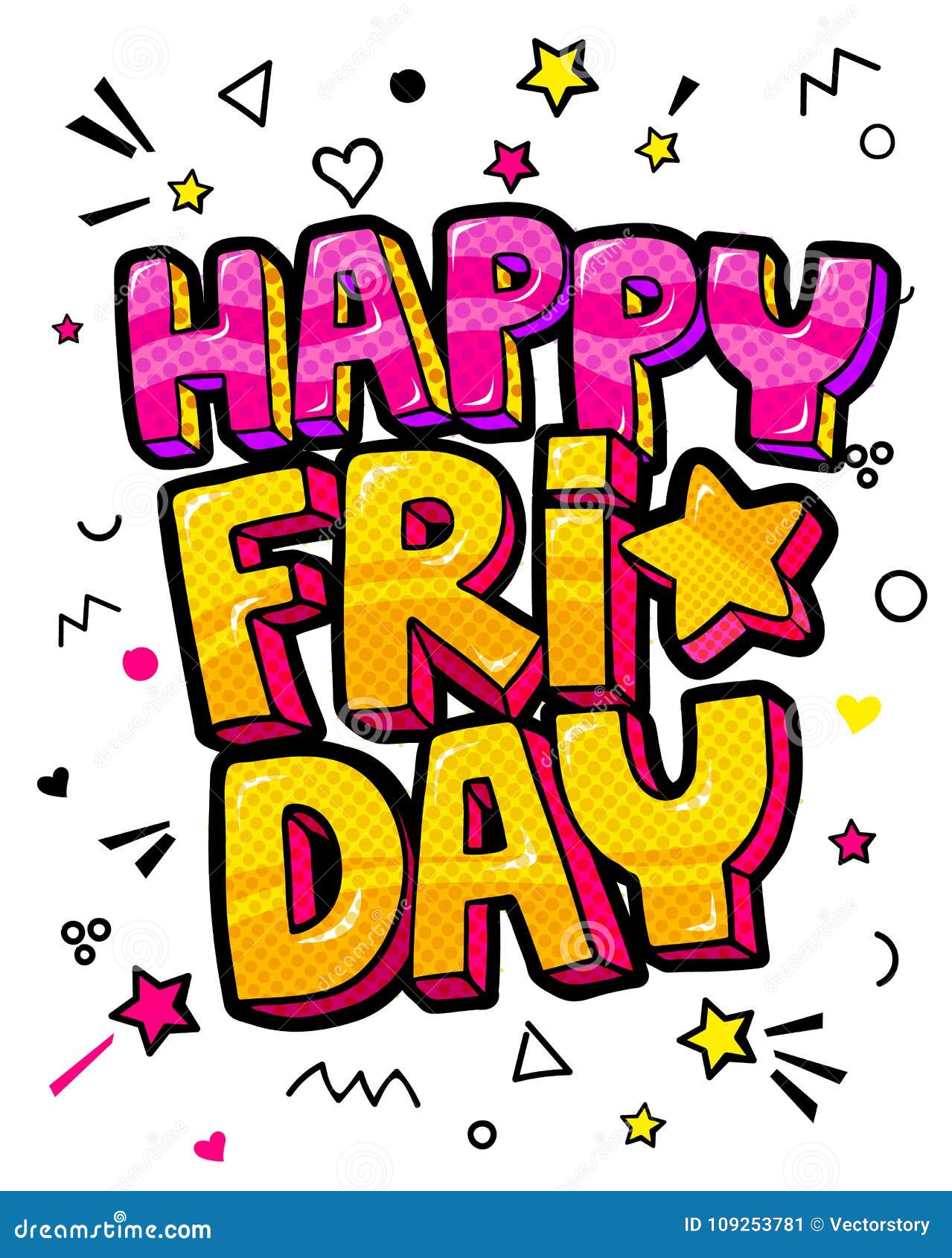 Lettering Happy Friday Week Day Pop Art Vector Style. Stock Vector ...