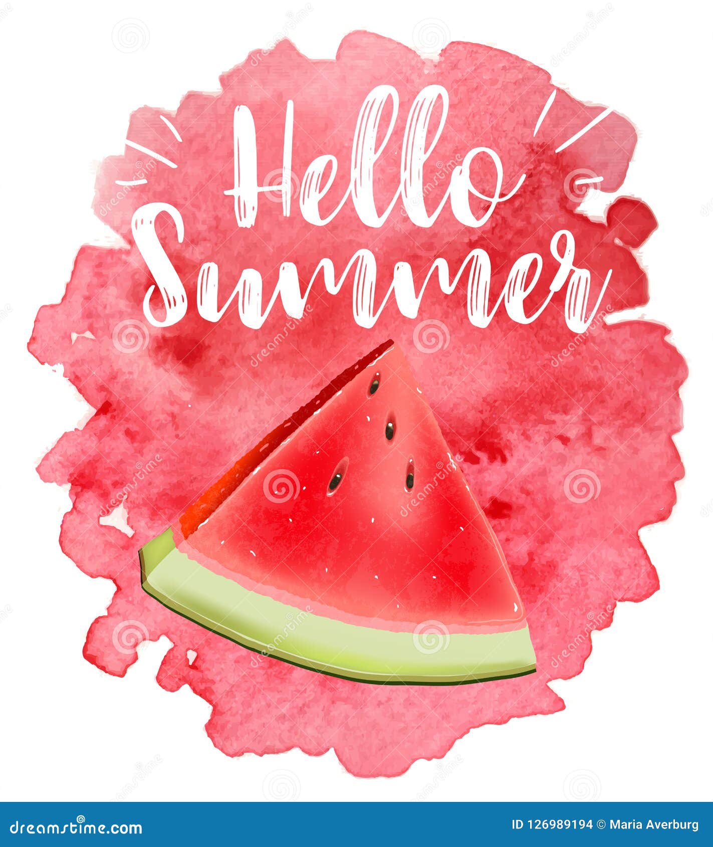 Download Lettering Hello Summer. Watermelon Vector Print Stock ...