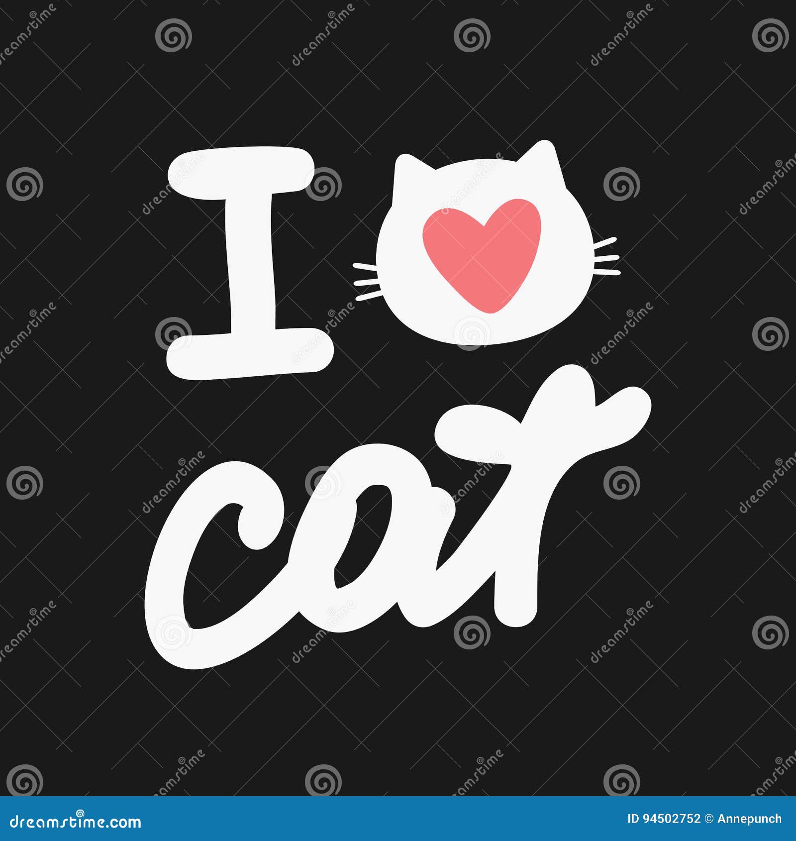 Lettering I Love Cat. Cute Print, Pattern, Poster. Stock Vector ...
