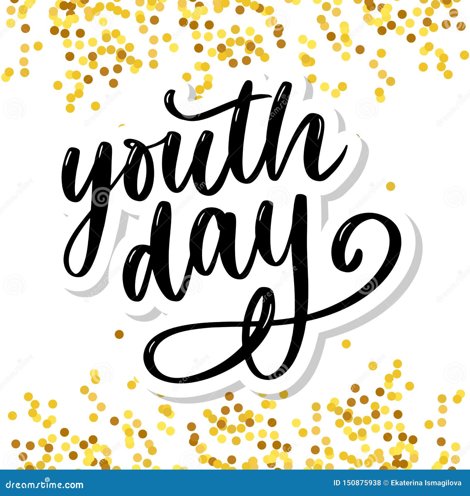 Lettering of International Youth Day Yellow Background Slogan Stock ...