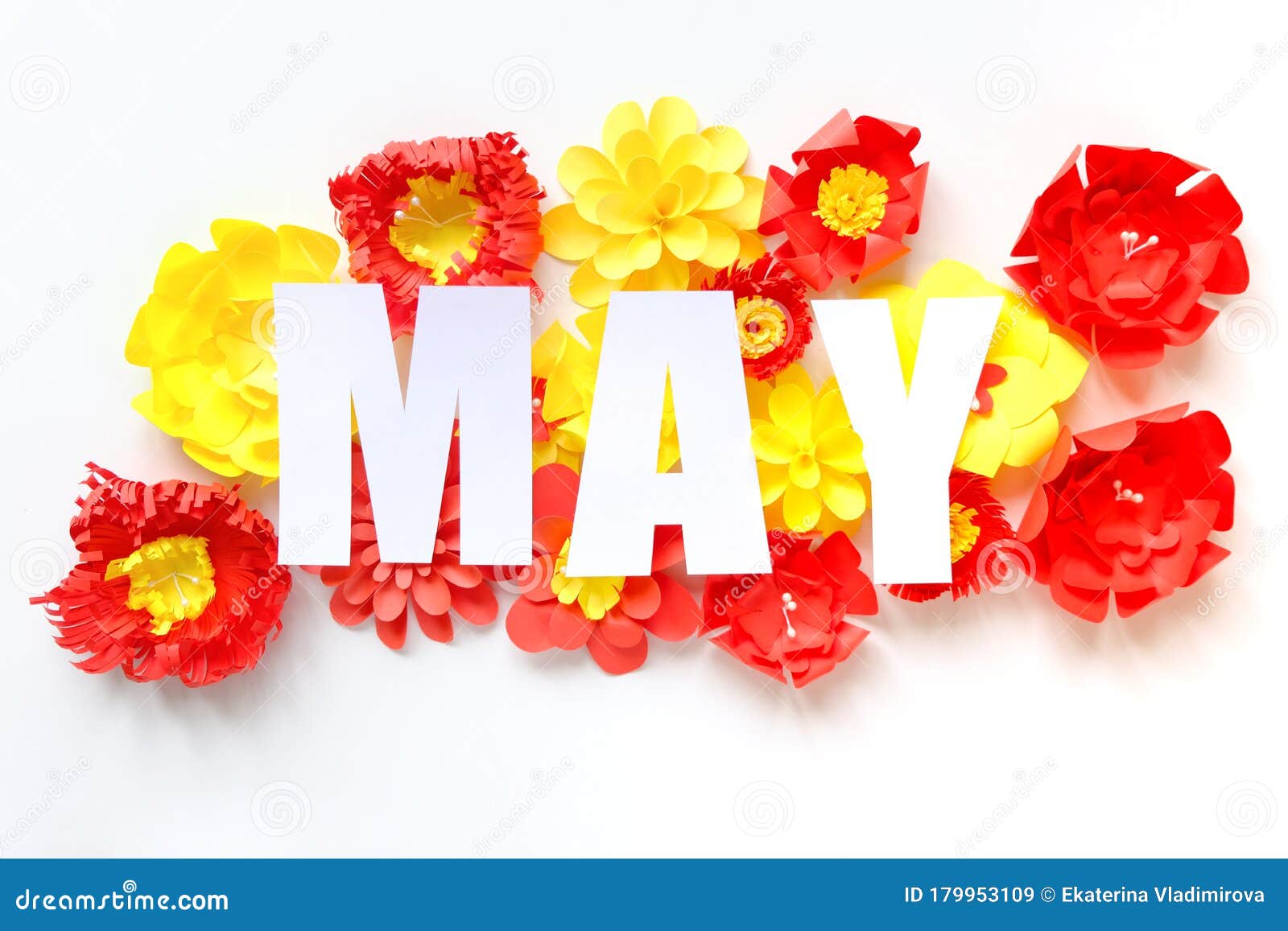 The Lettering May, Made of Paper Flowers. Hello, May Stock Illustration ...