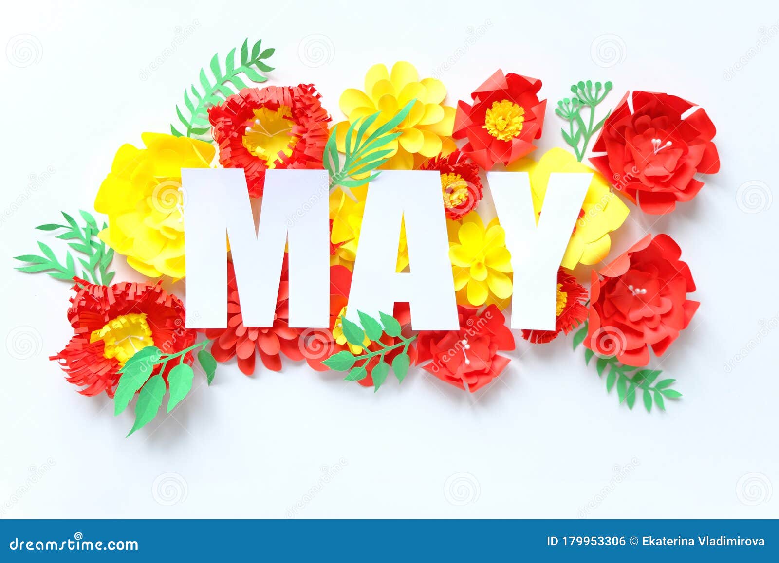 The Lettering May, Made of Paper Flowers. Hello, May Stock Illustration ...