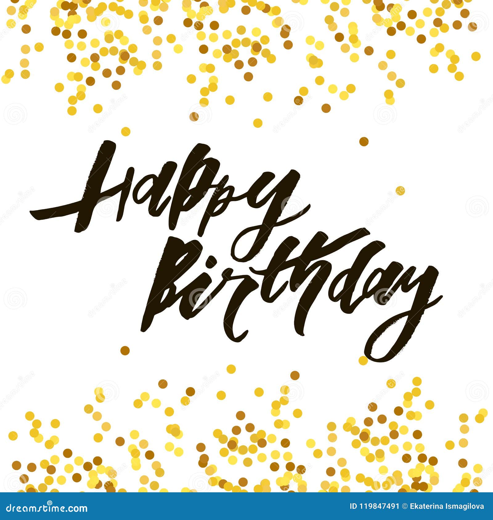 Lettering With Phrase Happy Birthday. Vector Illustration. Gold Stock ...