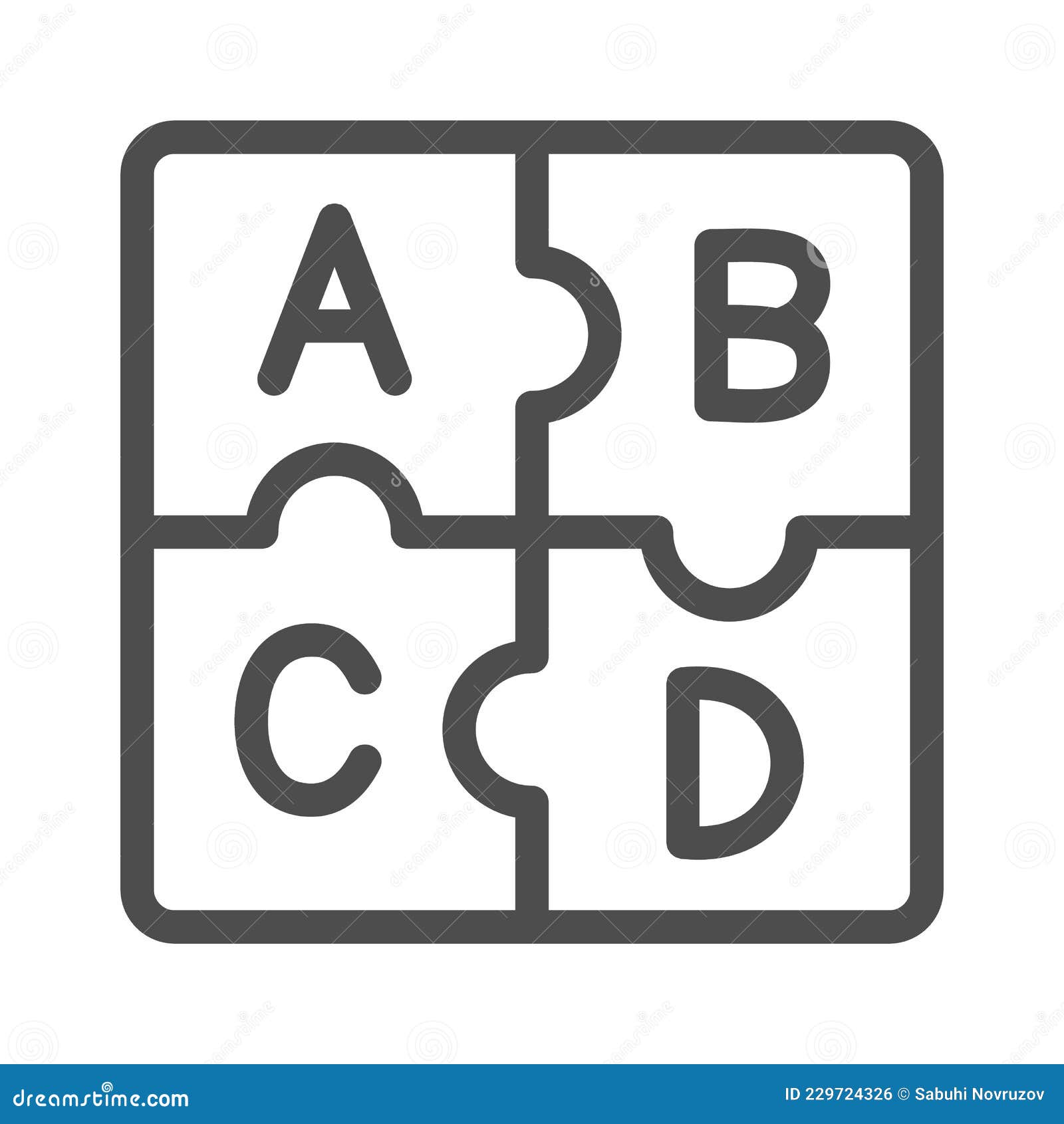 letters abc, puzzle alphabet line icon, linguistics concept, puzzle pieces letter  sign on white background