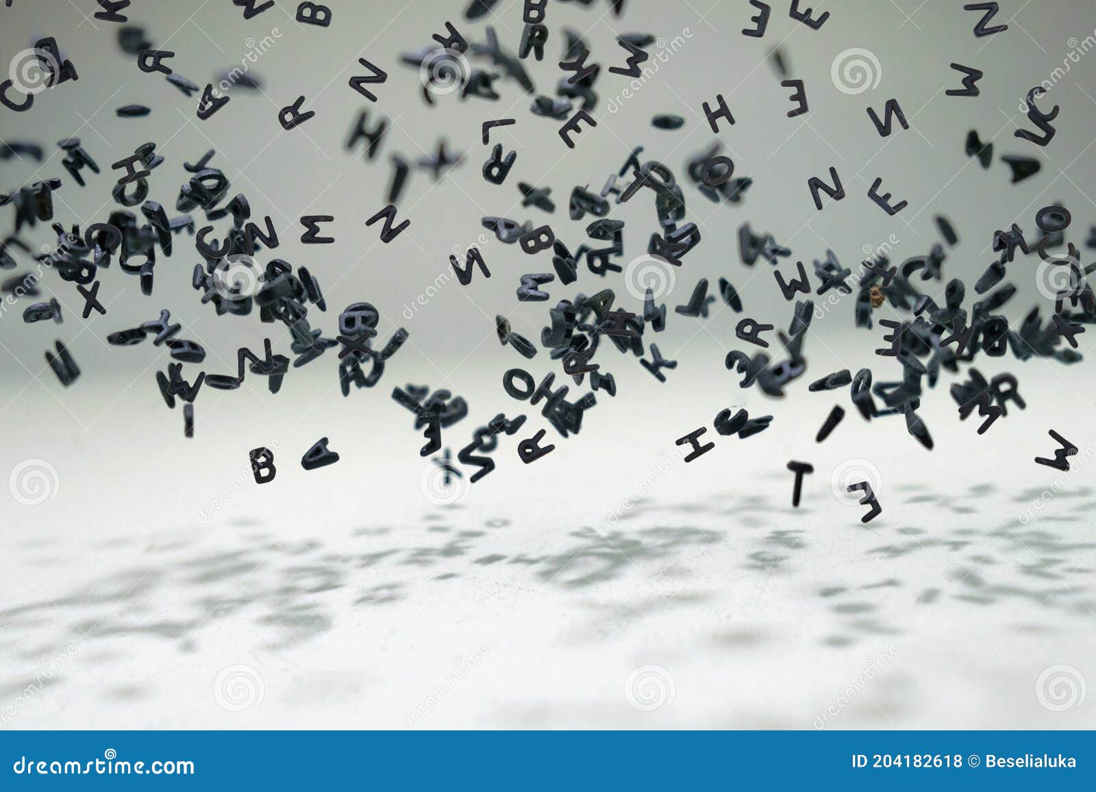 Letters of the Alphabet Falling and Flying Stock Photo Image of