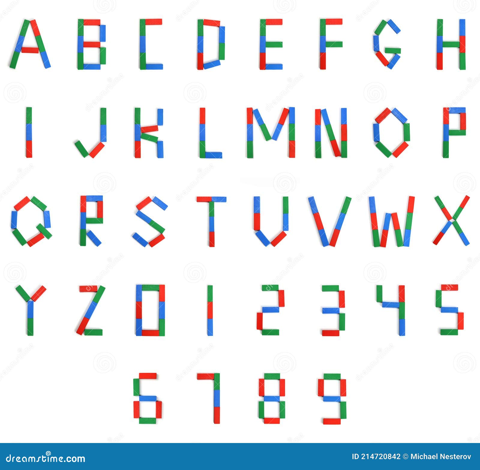 Letters A B C D E F G H I J K L M N O P Q R S T U V W X Y Z And Numbers Made Of Colored