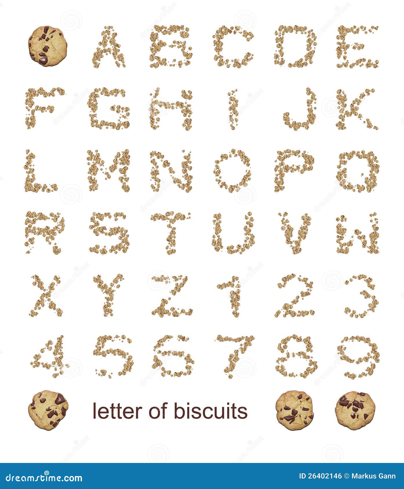 Letters of biscuits stock illustration. Illustration of sign 26402146