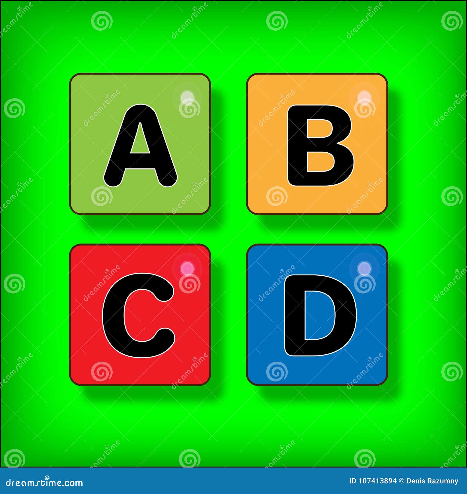 The Letters and Buttons in Bright Stock Illustration - Illustration of