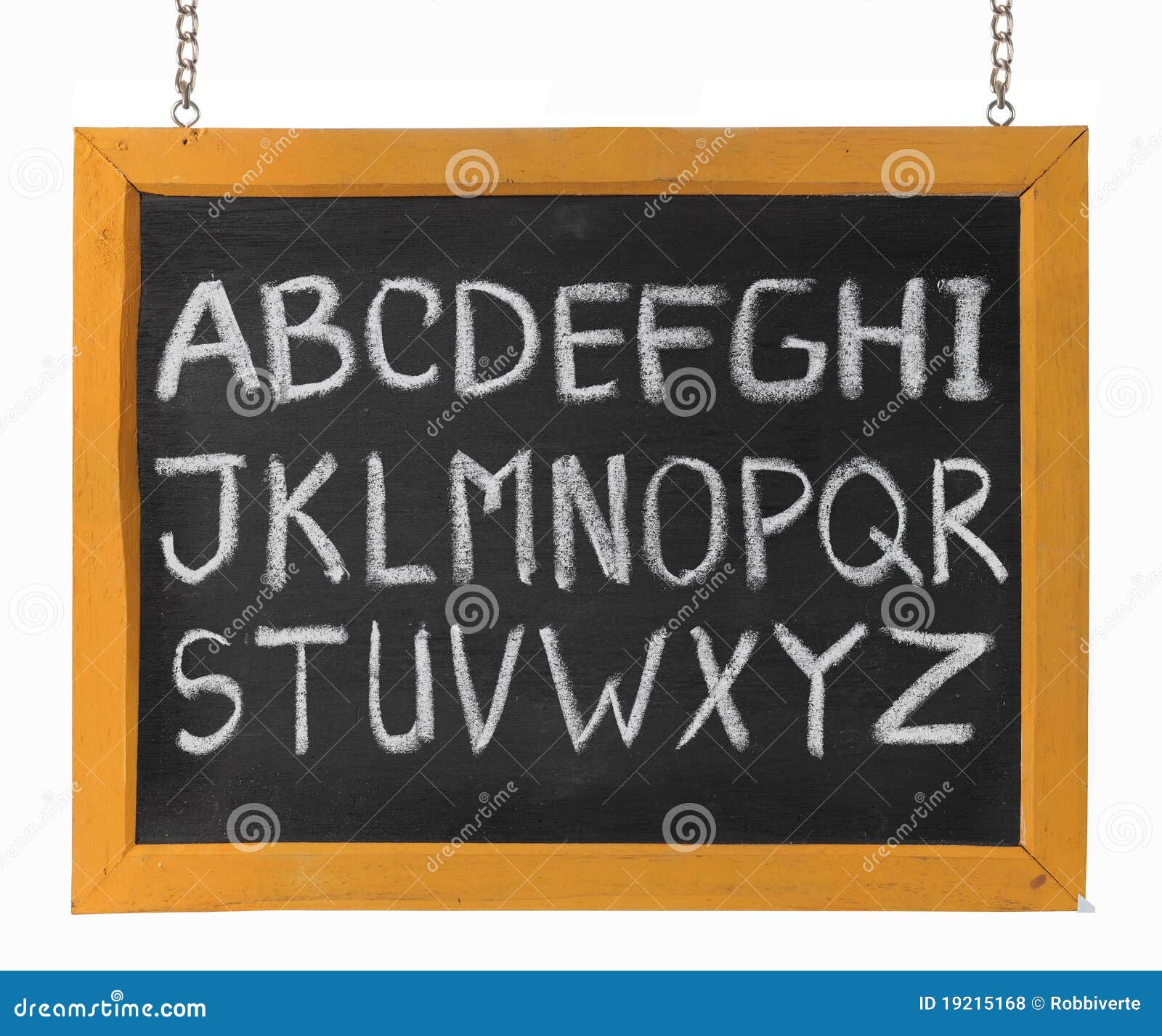 Letters of English Alphabet Capital on Blackboard Stock Photo Image