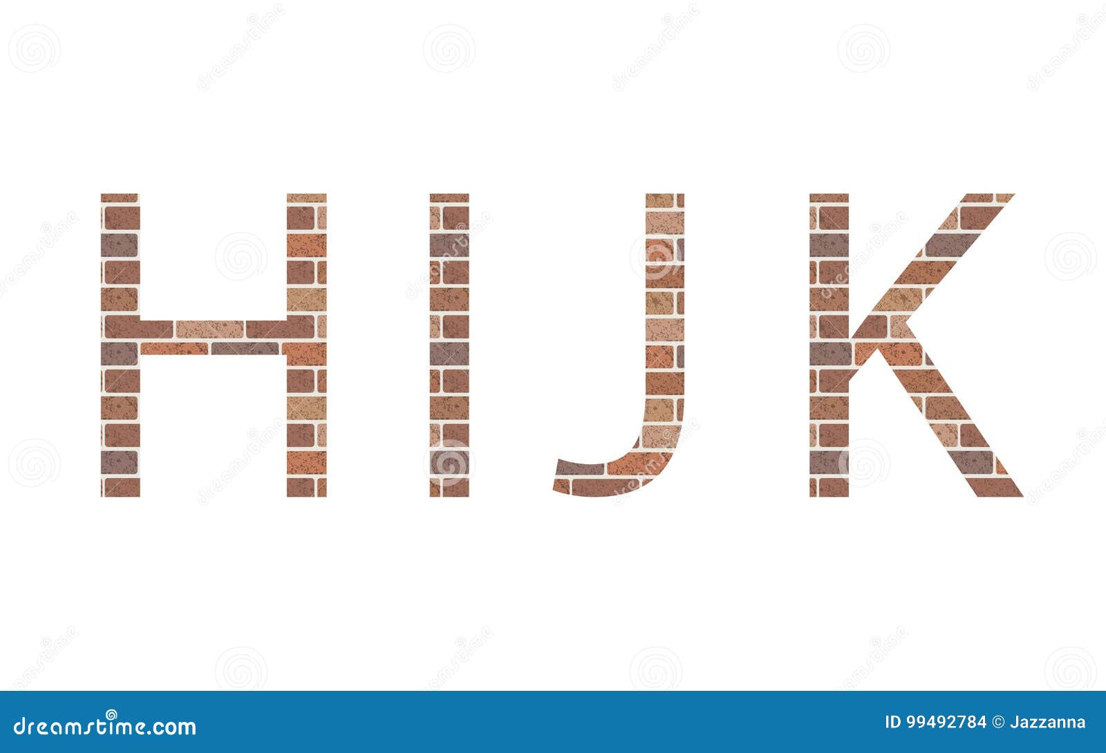 Letters HIJK in bricks stock vector. Illustration of typography 99492784