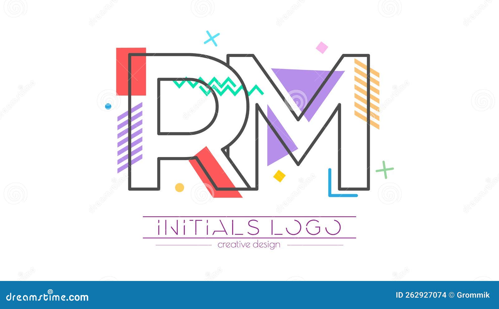 Letters R and M. Merging of Two Letters. Initials Logo or Abbreviation