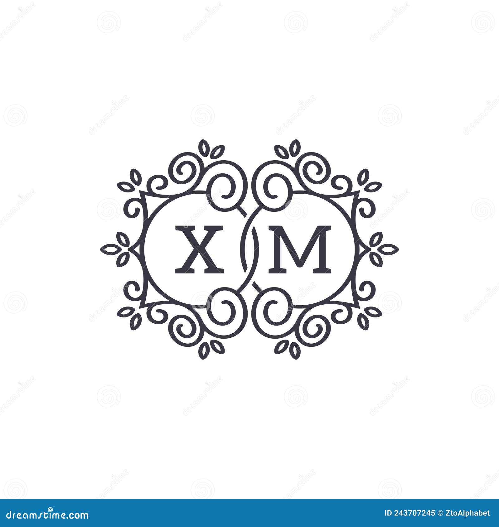 luxury logo flourish swirl letter xm  