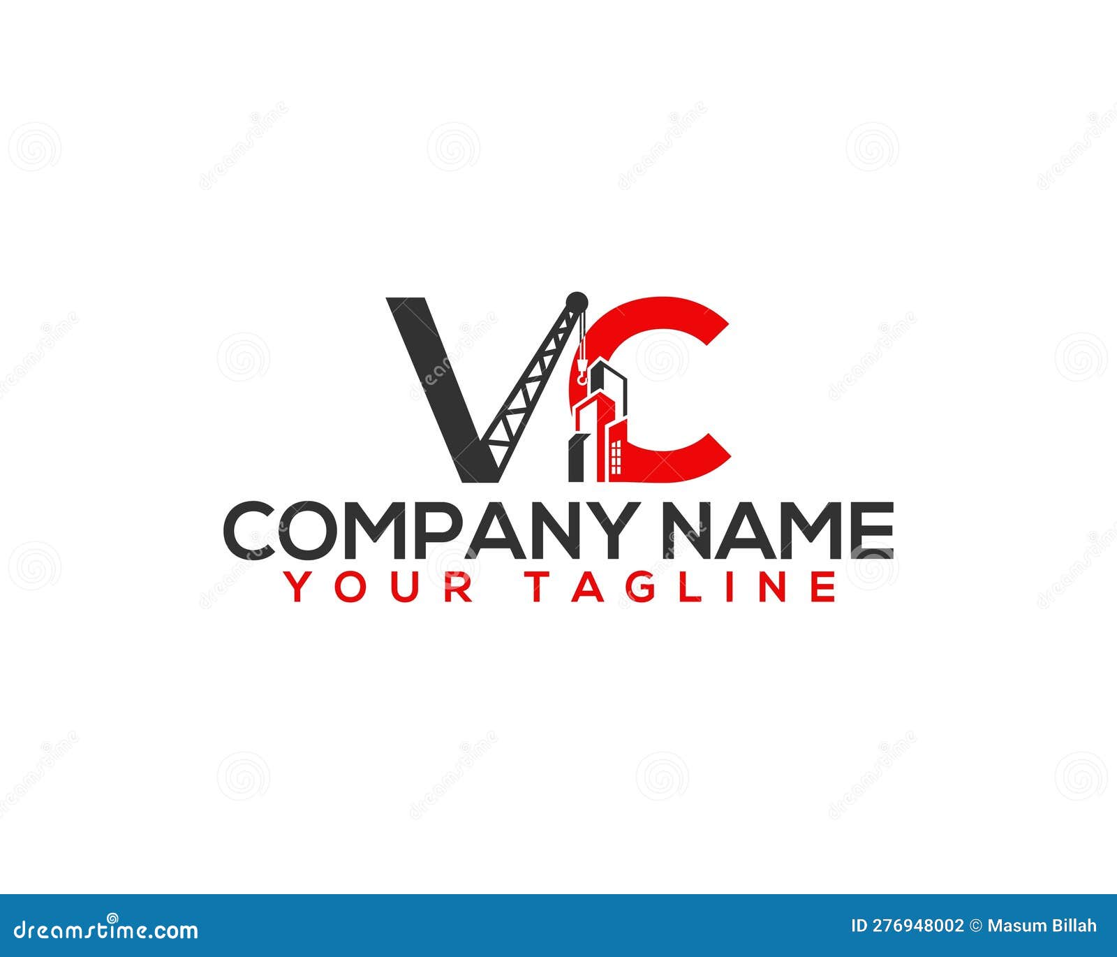 Letters VC with Crane and Real Estate Construction Logo. Stock Vector ...