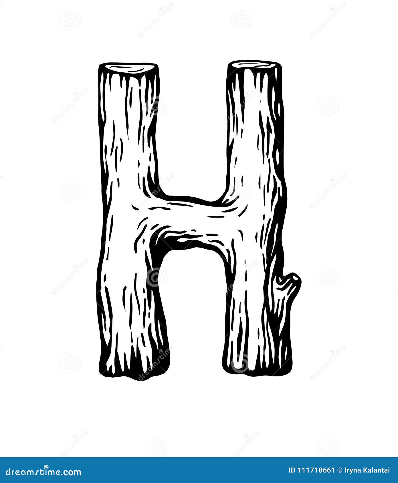 Lettre en bois H - Noir