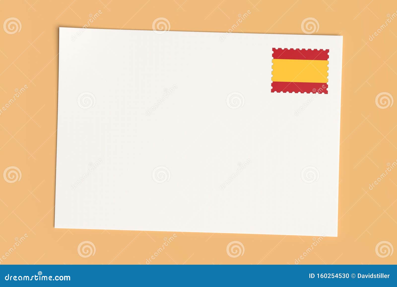 Lettre Ou Carte Postale D Espagne Carte Blanche Vierge Avec Timbre D Affiche Du Drapeau Espagnol Illustration 3d Illustration Stock Illustration Du Salutation Conceptuel