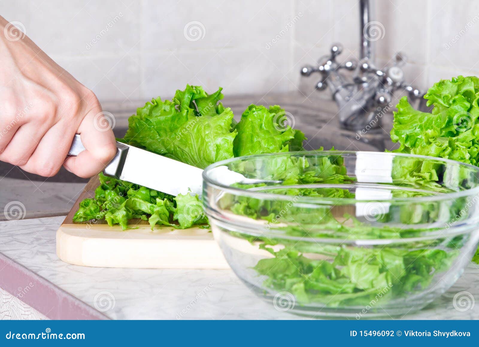 Lettuce with knife stock photo. Image of colorful, healthy 15496092