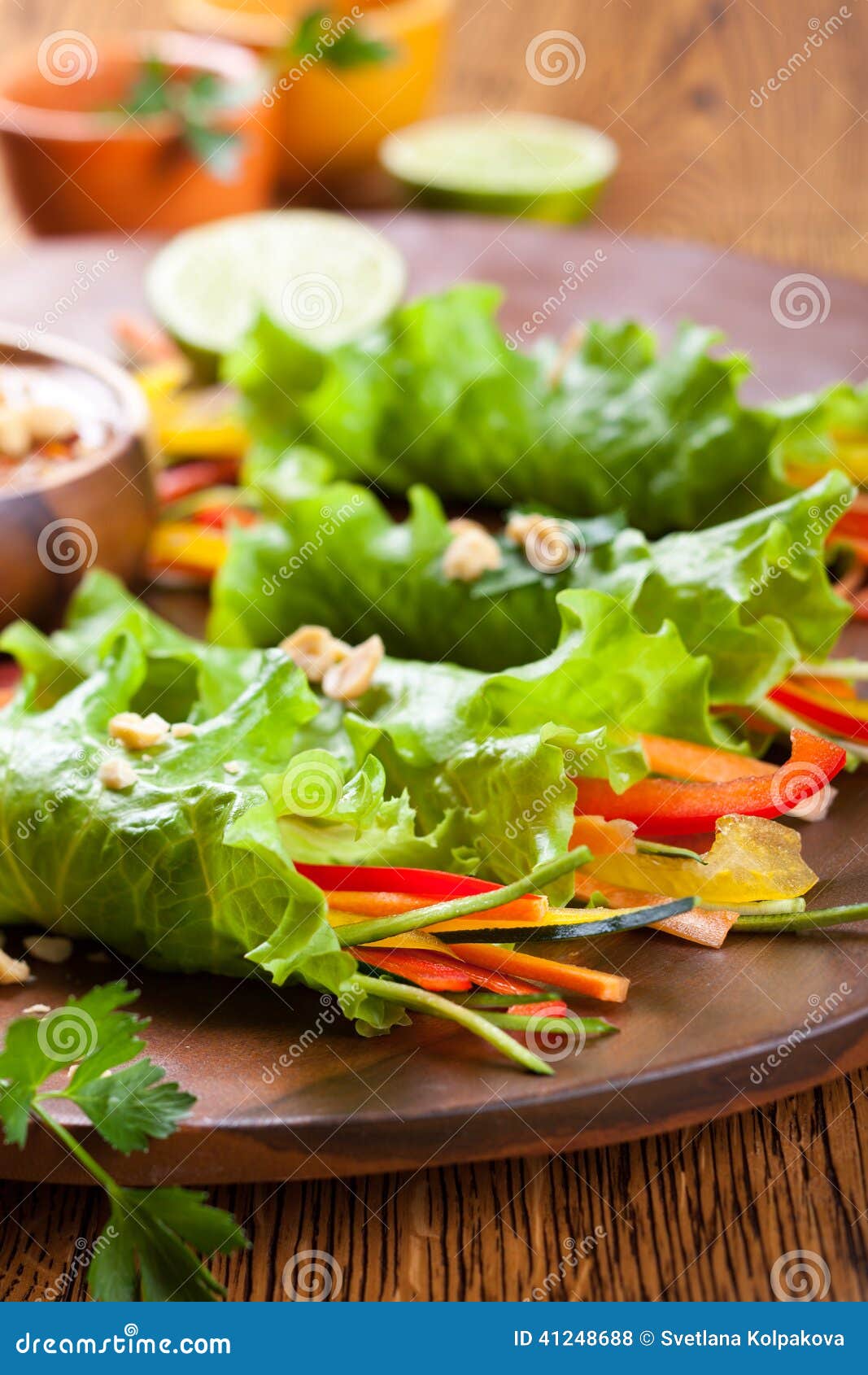 Lettuce wraps stock photo. Image of food, filled, garnish 41248688