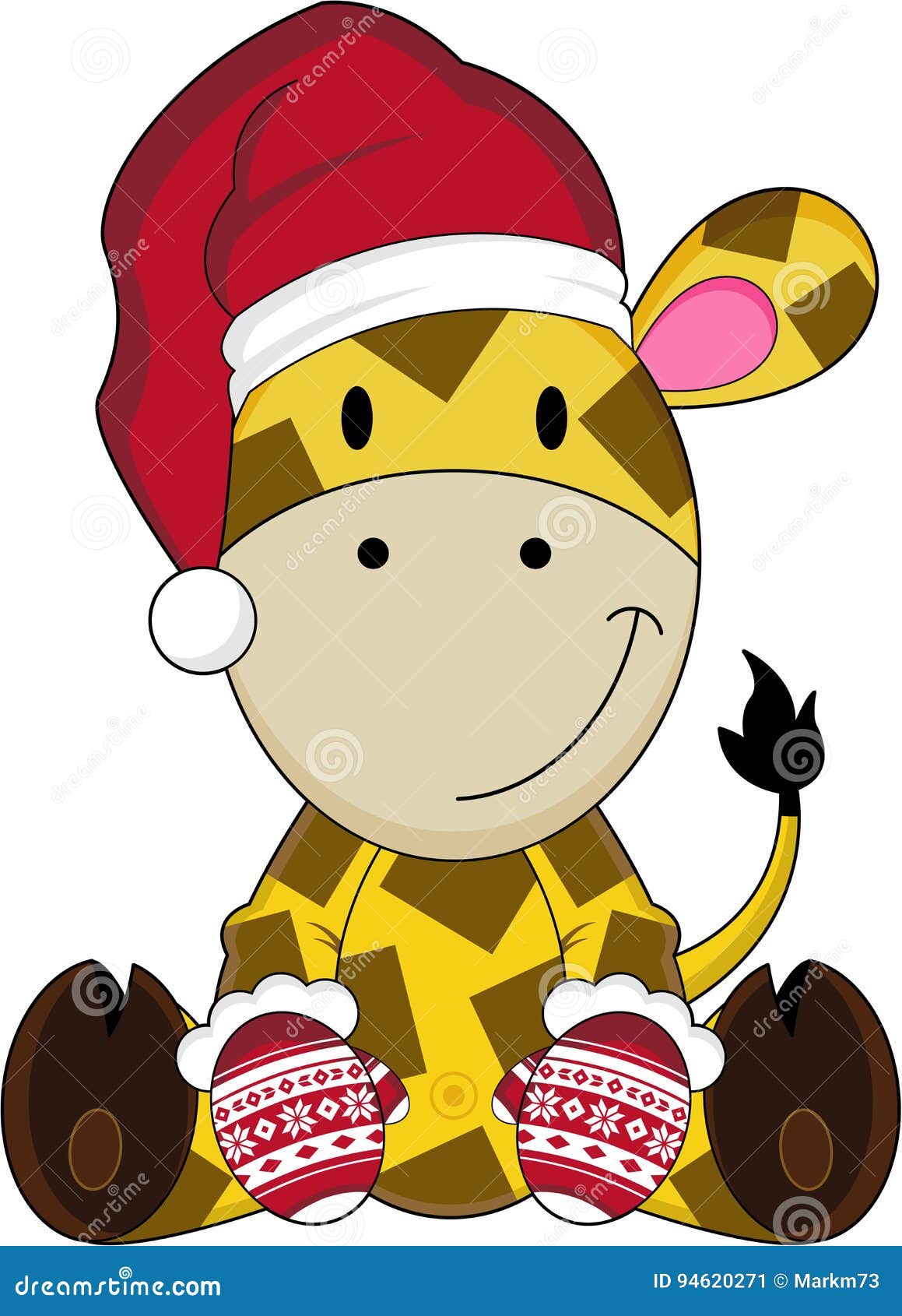Leuk Beeldverhaal Santa Hat Giraffe Vector Illustratie Illustration