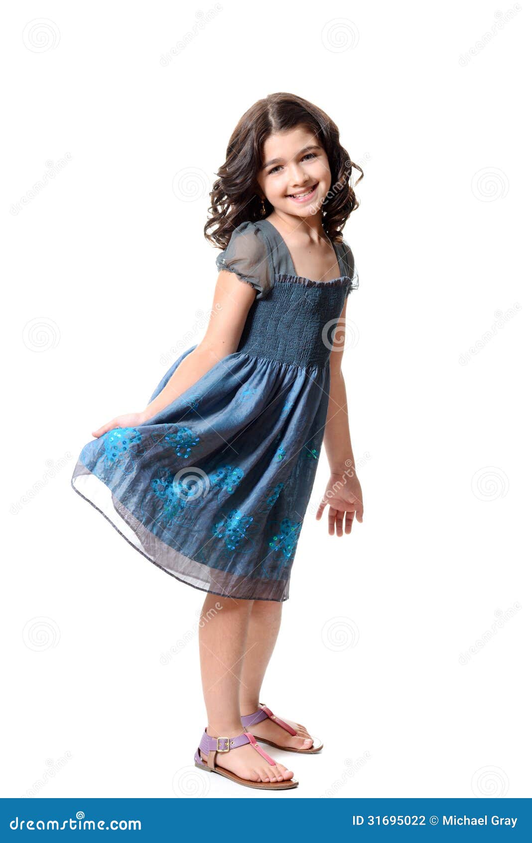 Leuk Meisje in Blauwe Kleding Stock Foto - Image of kijk, manier: 31695022