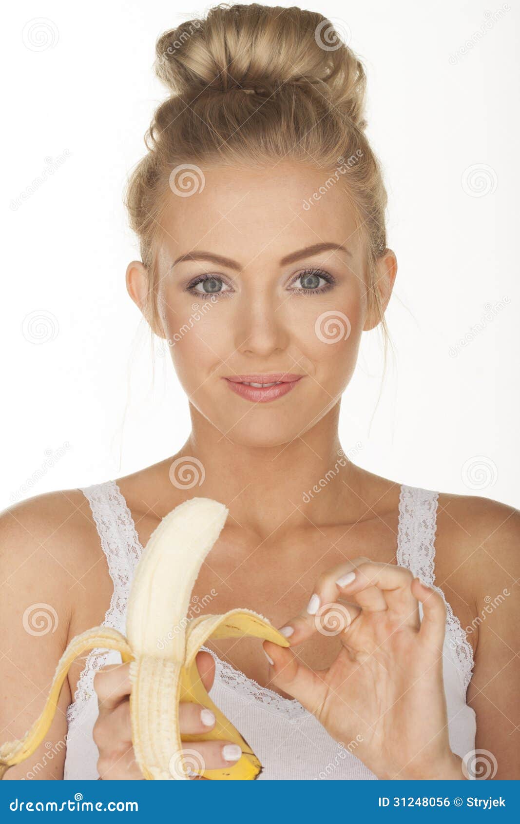 Leuk Meisje Die Banaan Eten Stock Foto Image Of Voedsel Bedrijf 31248056