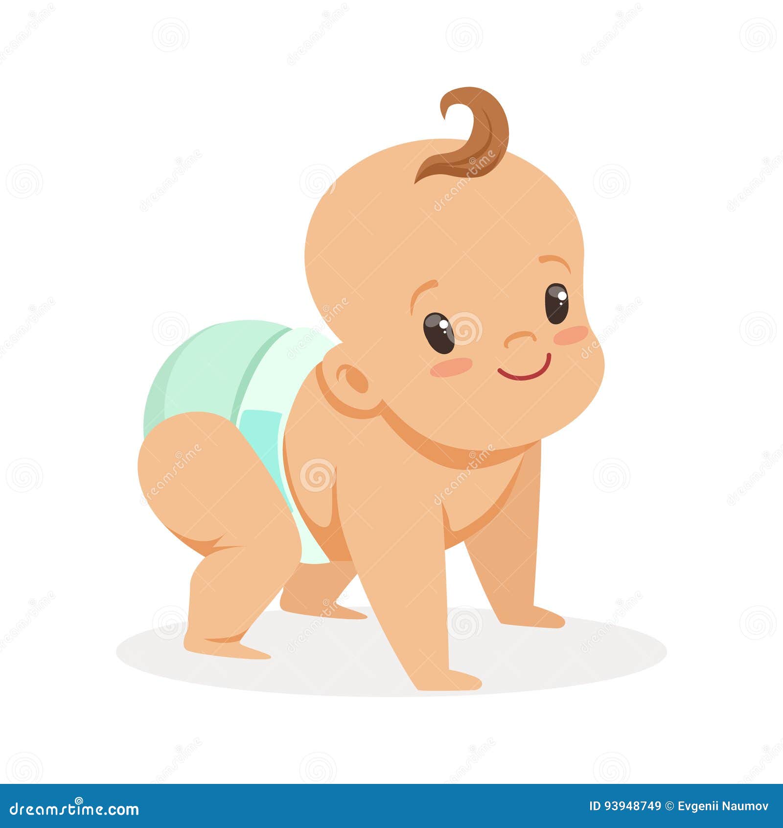 Kruipende Baby in Een Luier Die, De Kleurrijke Vectorillustratie Van Het Beeldverhaalkarakter Omhoog Eruit Zien Vector Illustratie - Illustration of weinig, onschuldig: 93948749