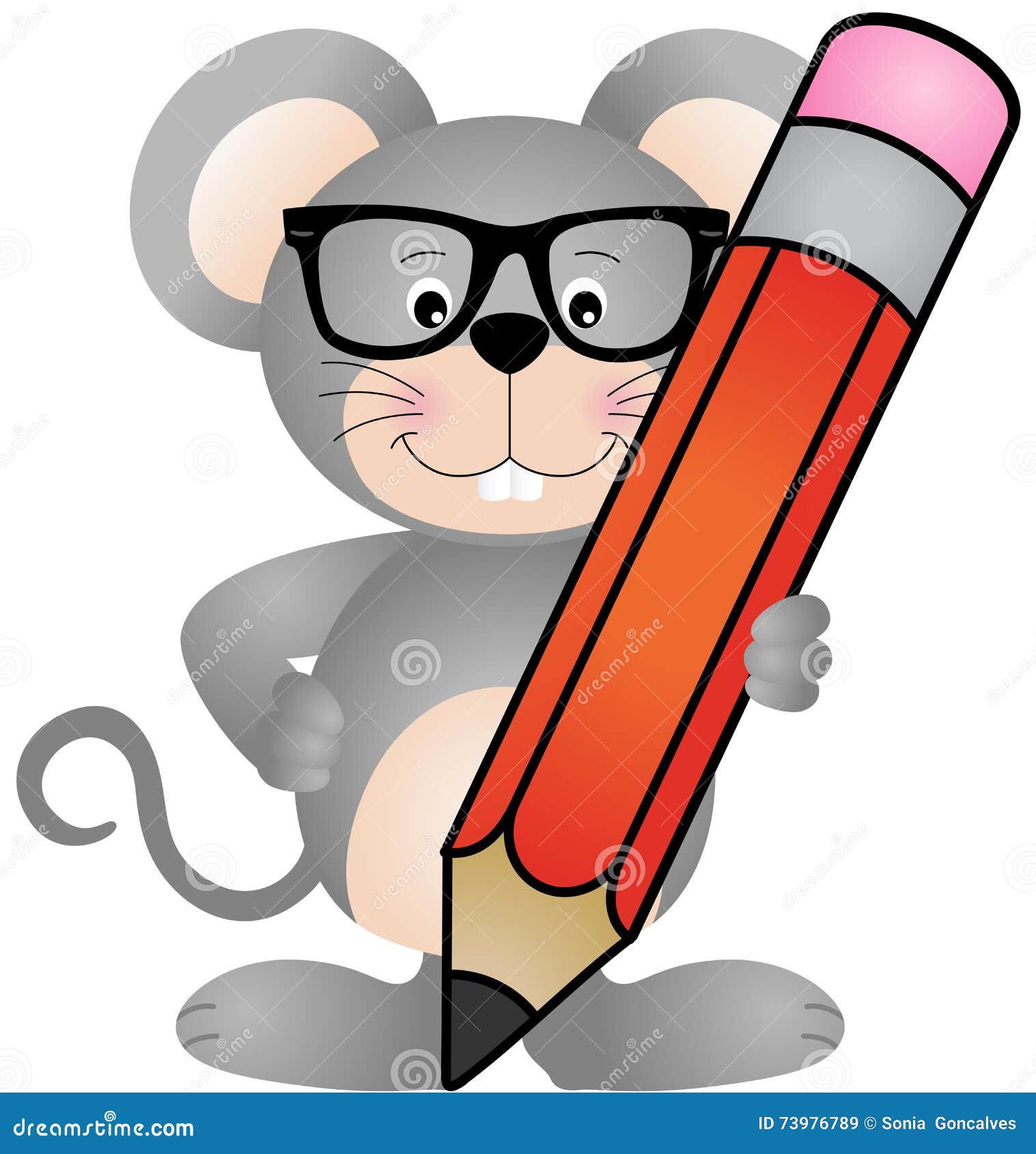 Schildknaap Classificatie Gaan Leuke muis met potlood vector illustratie. Illustration of muis - 73976789