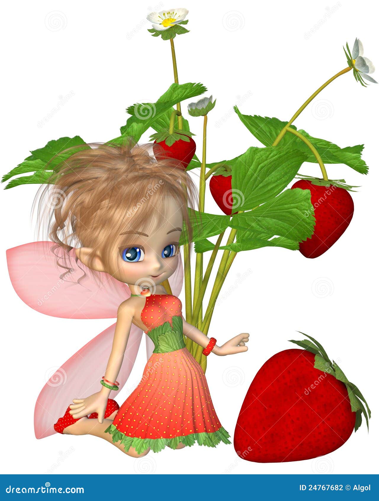 Leuke Toon Strawberry Fairy Stock Illustratie Illustration of vrucht