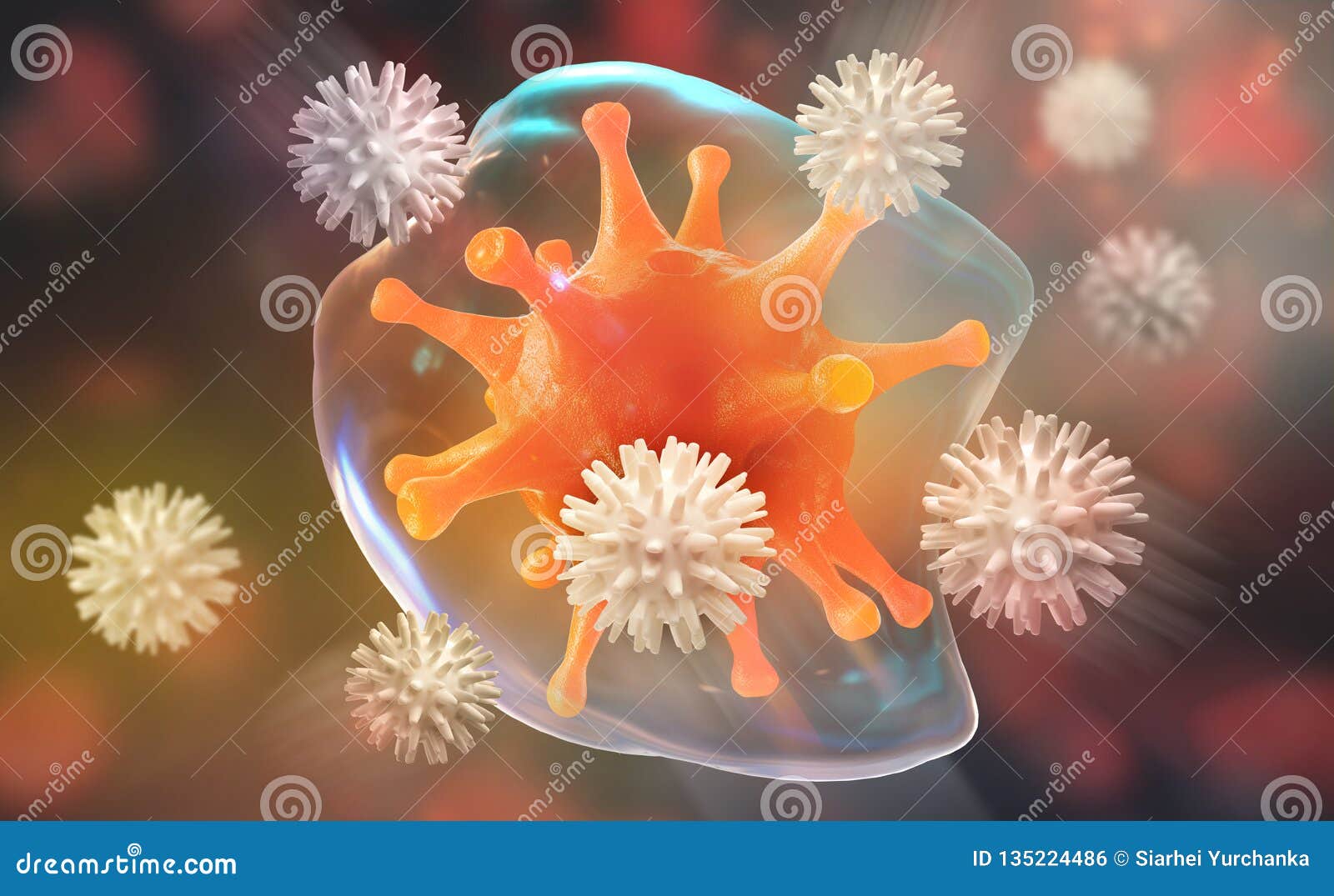 leukocytes attack the virus. immunity of the body. 3d  on medical research