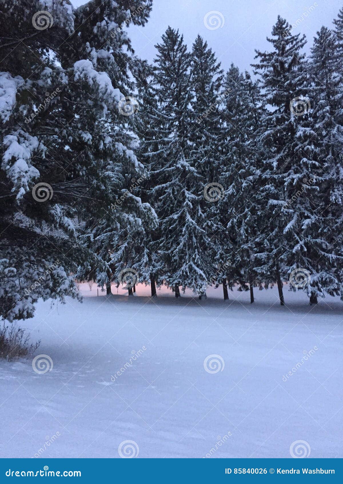 Lever De Soleil Après Une Tempête De Neige Photo Stock