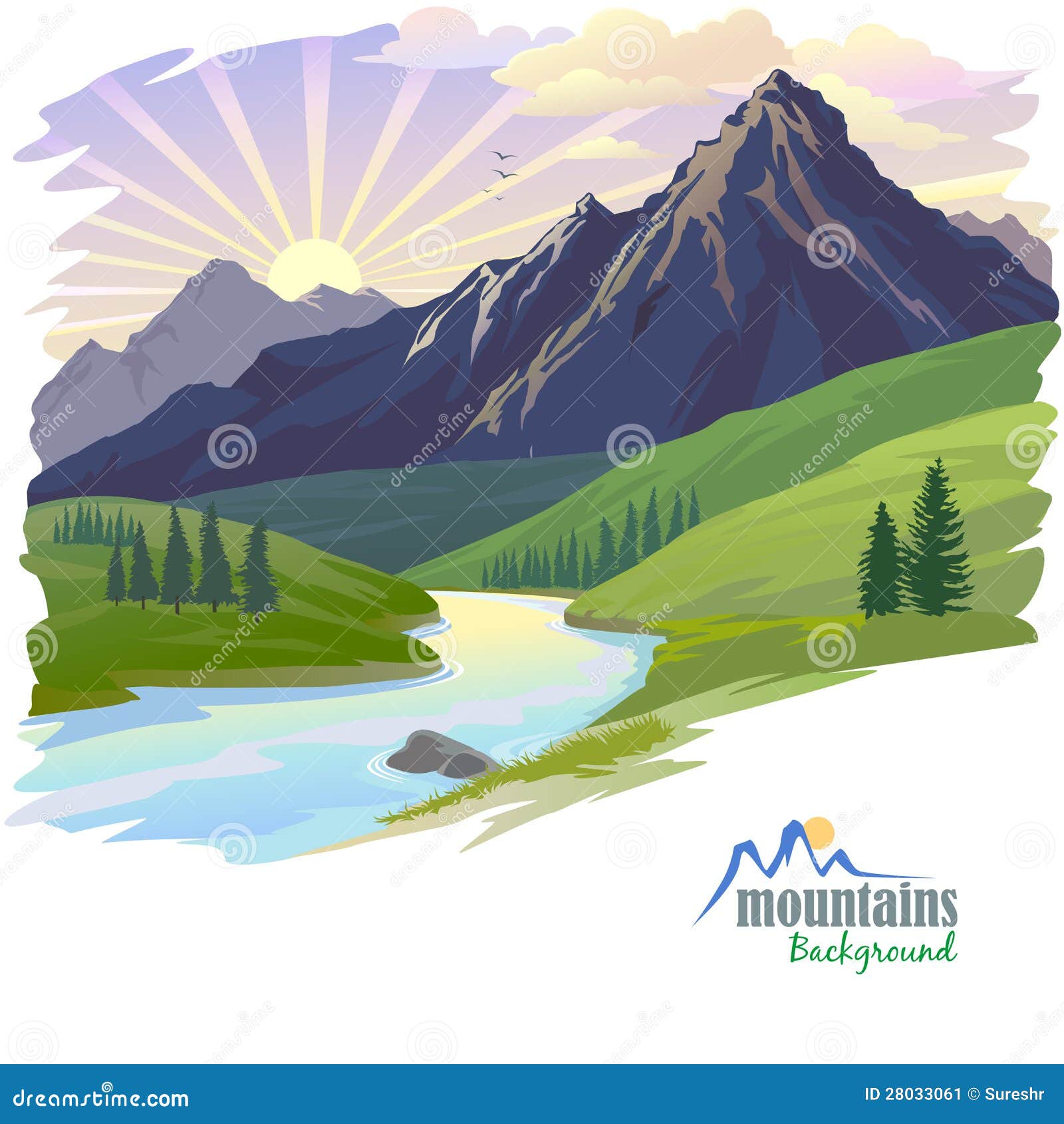 Lever De Soleil En Haute Montagne Illustration de Vecteur