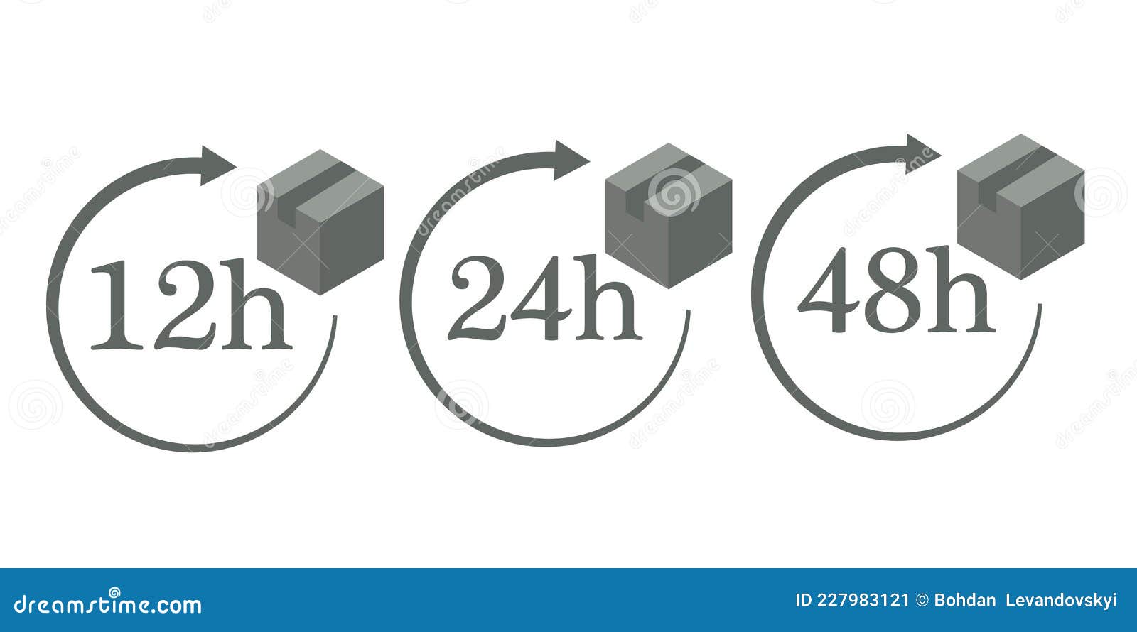 12 Levering Binnen 24 En 48 Uur Voor Vaste Vectorpictogrammen Vector Illustratie Illustration